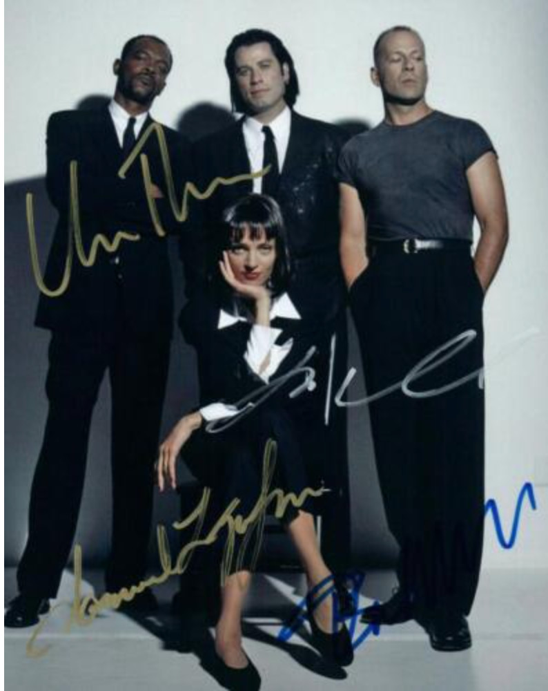 Pulp Fiction Signed Cast Photoshoot Jackson Travolta Thurman Autographed Photo R