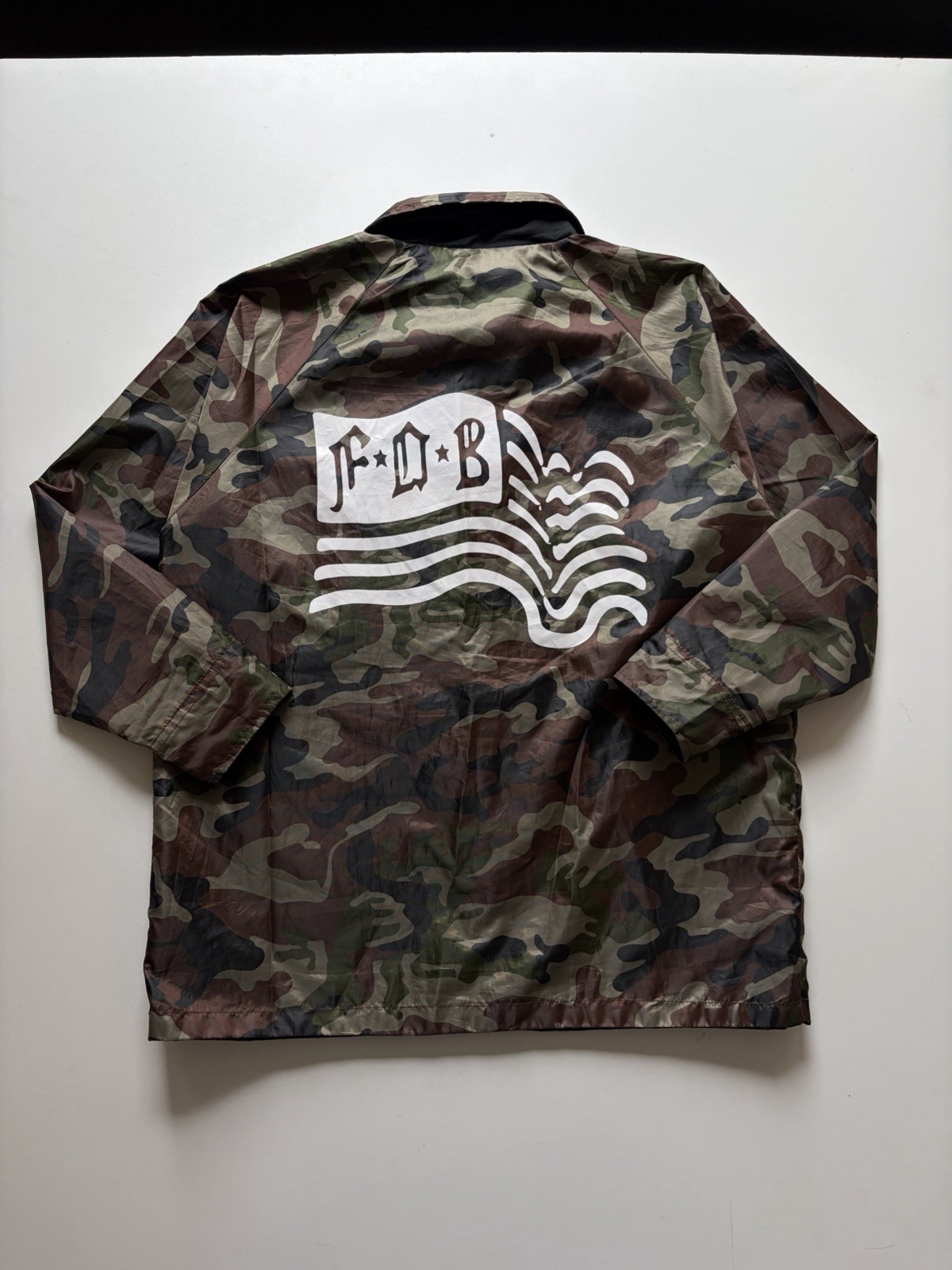 Fall Out Boy FOB Camouflage Coach Jacket Size Mens L/XL Vintage Band Merchandise