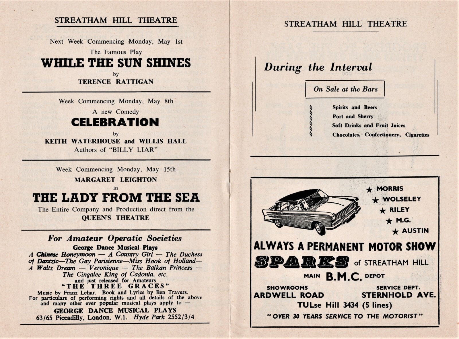 Billie Whitelaw “PROGRESS TO THE PARK” Patrick McGee 1961 London Tryout Program
