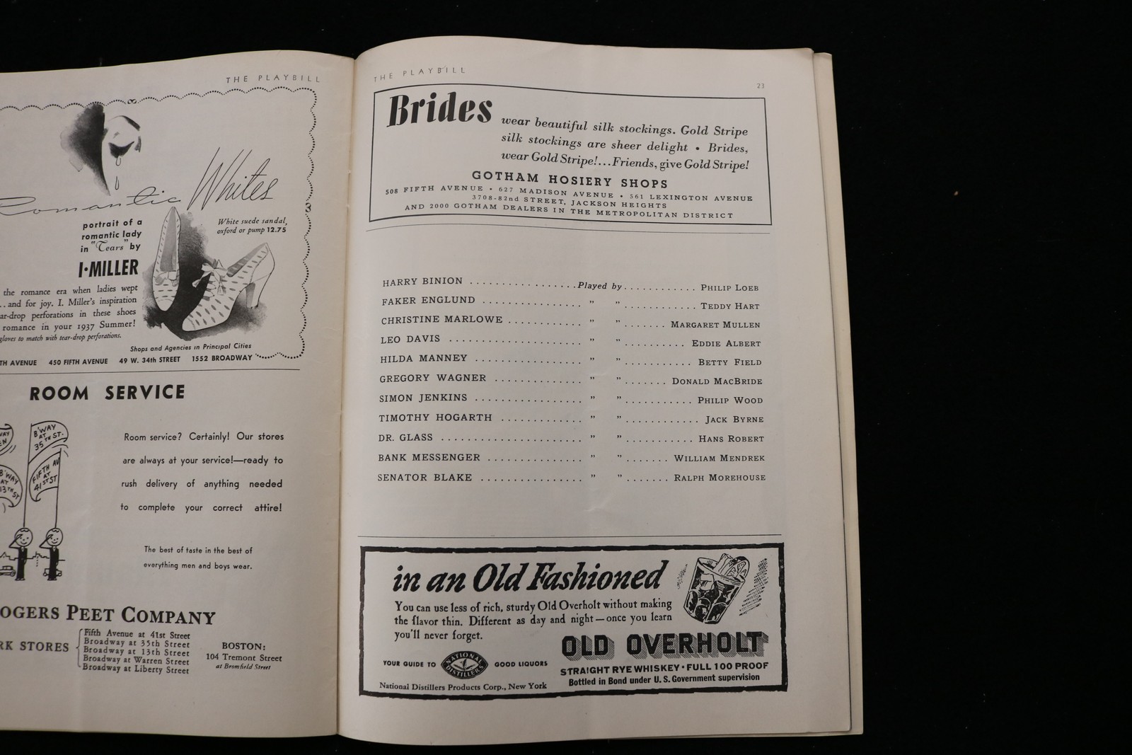 1937 ROOM SERVICE THE PLAYBILL PROGRAM – EDDIE ALBERT – SAM LEVENE – K 4032