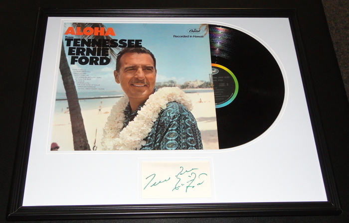 Tennessee Ernie Ford Signed Framed 16×20 Aloha Album Display