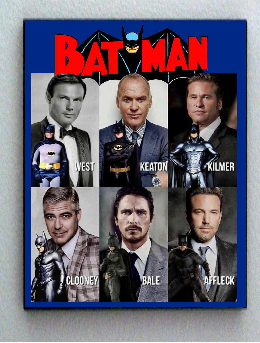 Framed 8.5X11 in. History of Batman Adam West George Clooney Bale Kilmer Affleck