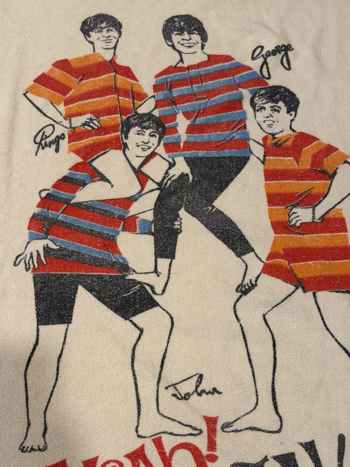 1964 Beatles Beach Towel Vintage Cannon NEMS Yeah Yeah Yeah Tagged Fab Rare