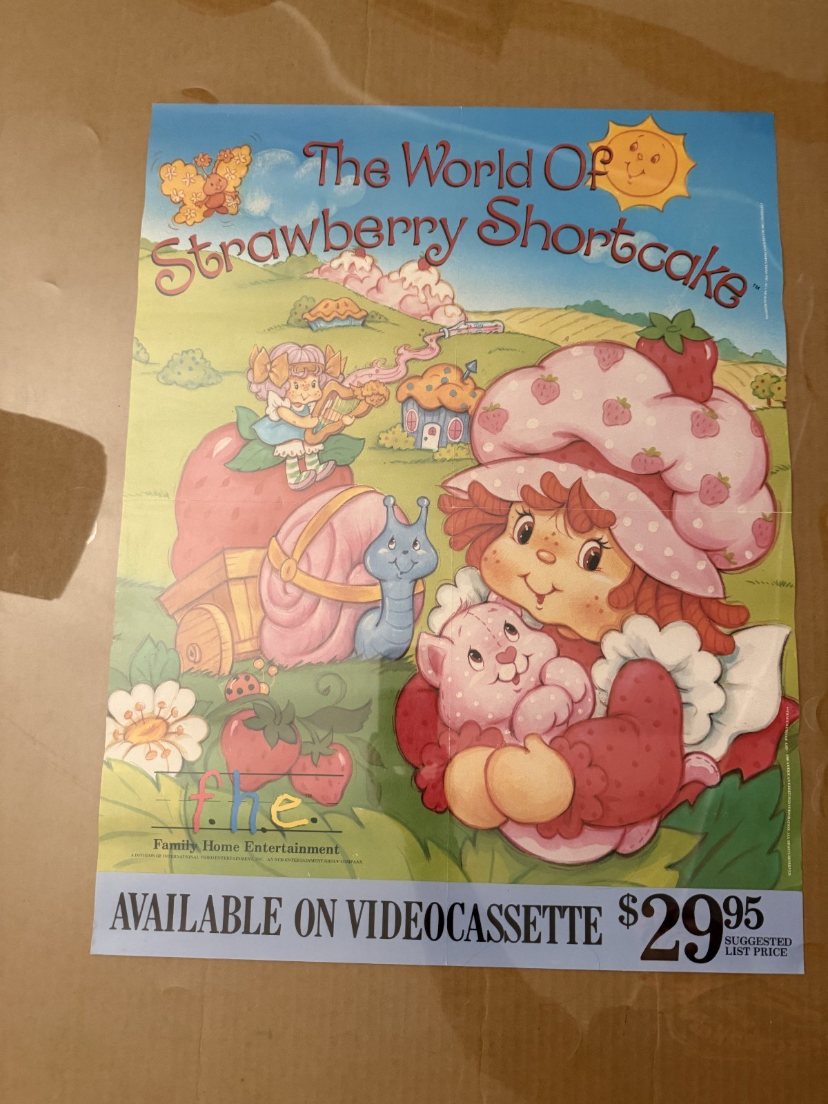 Original 1980 Promo Movie Poster The World Of Strawberry Shortcake 18 X 23.5 VHS