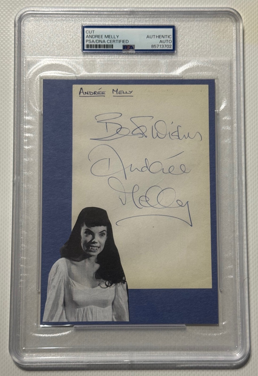 PSA/DNA slabbed & signed ANDREE MELLY autograph CUSTOM cut BRIDES OF DRACULA