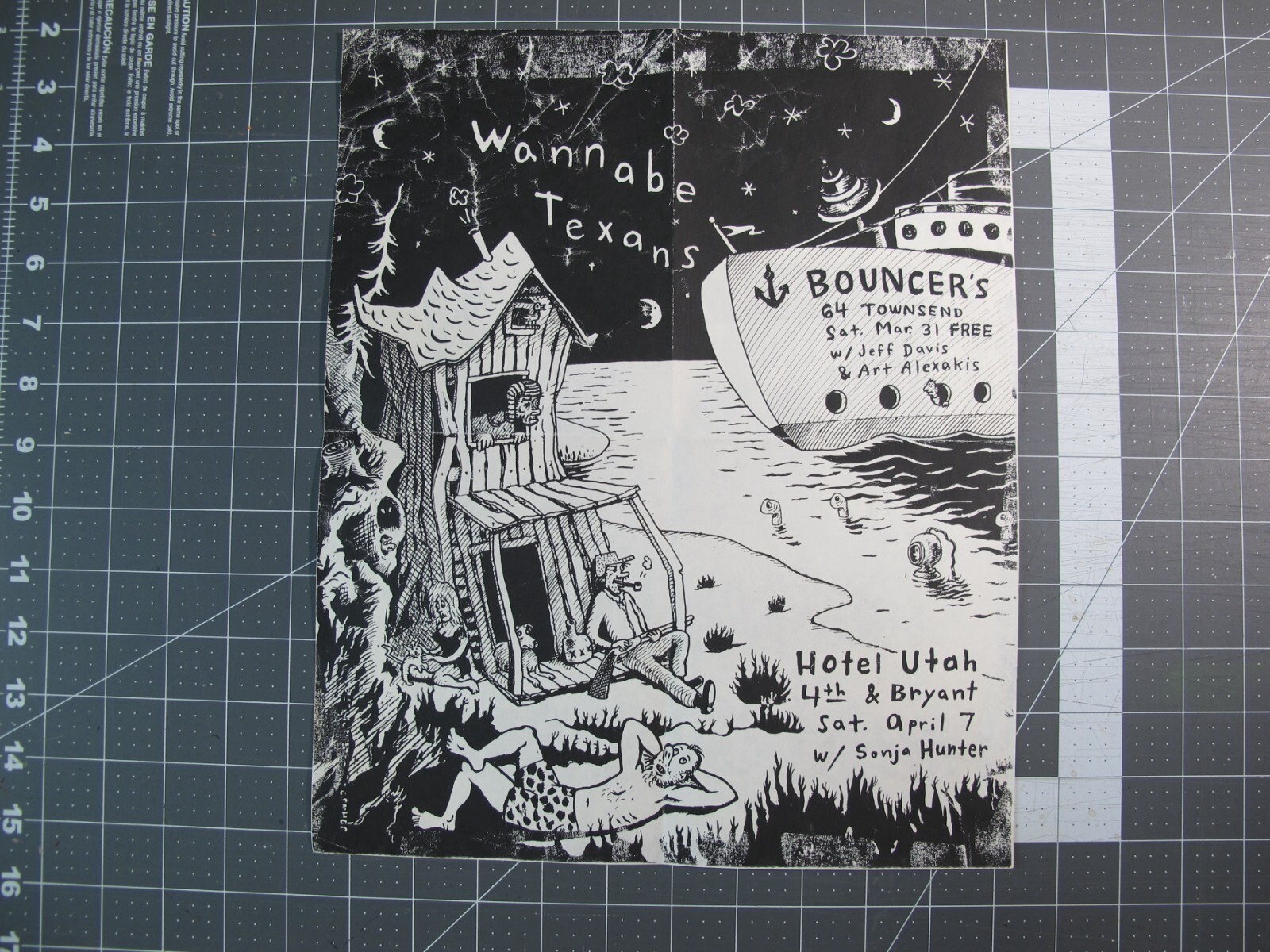 vtg punk Alt-country poster – Wannabe Texans at Bouncers Hotel Utah 11×13 hcLG
