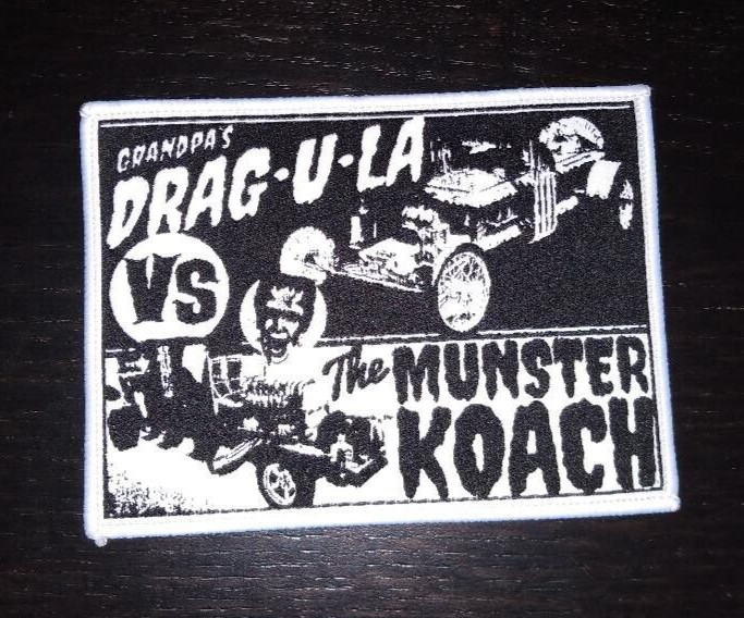 PATCH – The Munsters – WOVEN, iron on – Dragula vs Munster Koach. Herman Grandpa