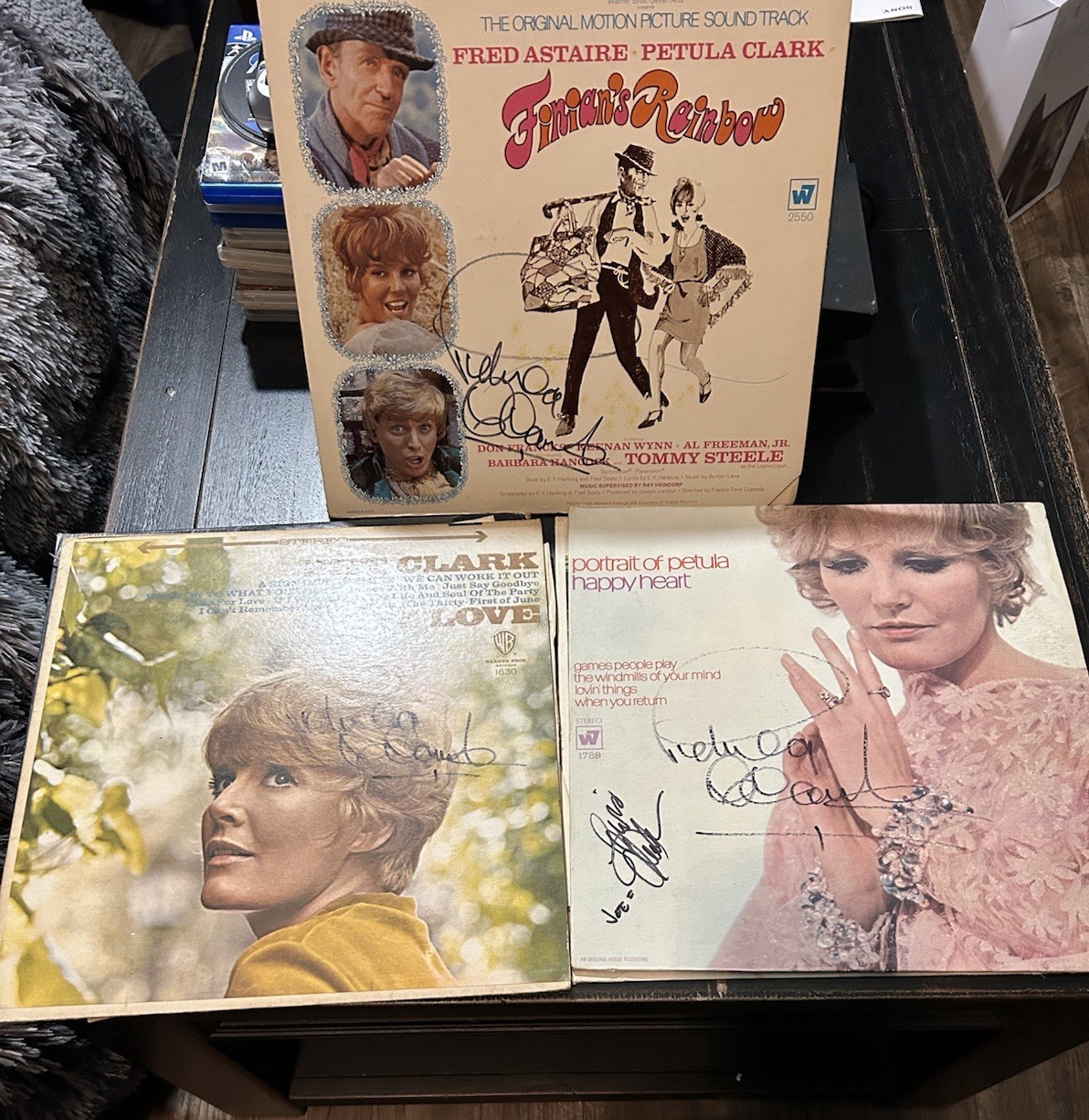 Music memorabilia Petula Clark 3 Signed Vinyl LPs Vintage Autographed Albums