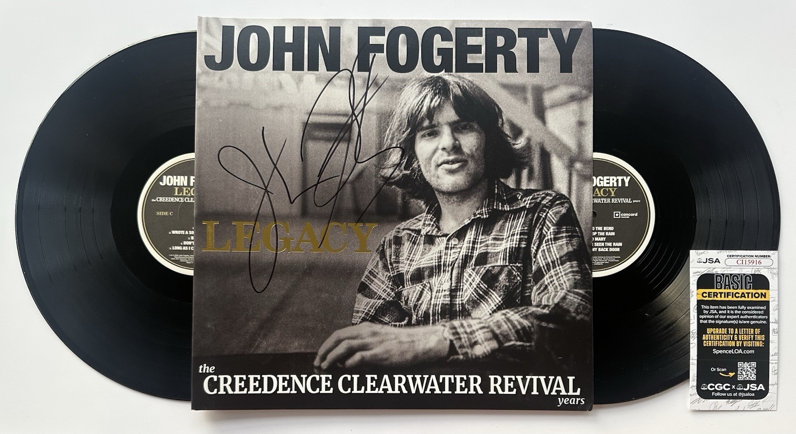 JOHN FOGERTY SIGNED LEGACY CREDENCE CLEARWATER REVIVAL VINYL RECORD LP JSA COA