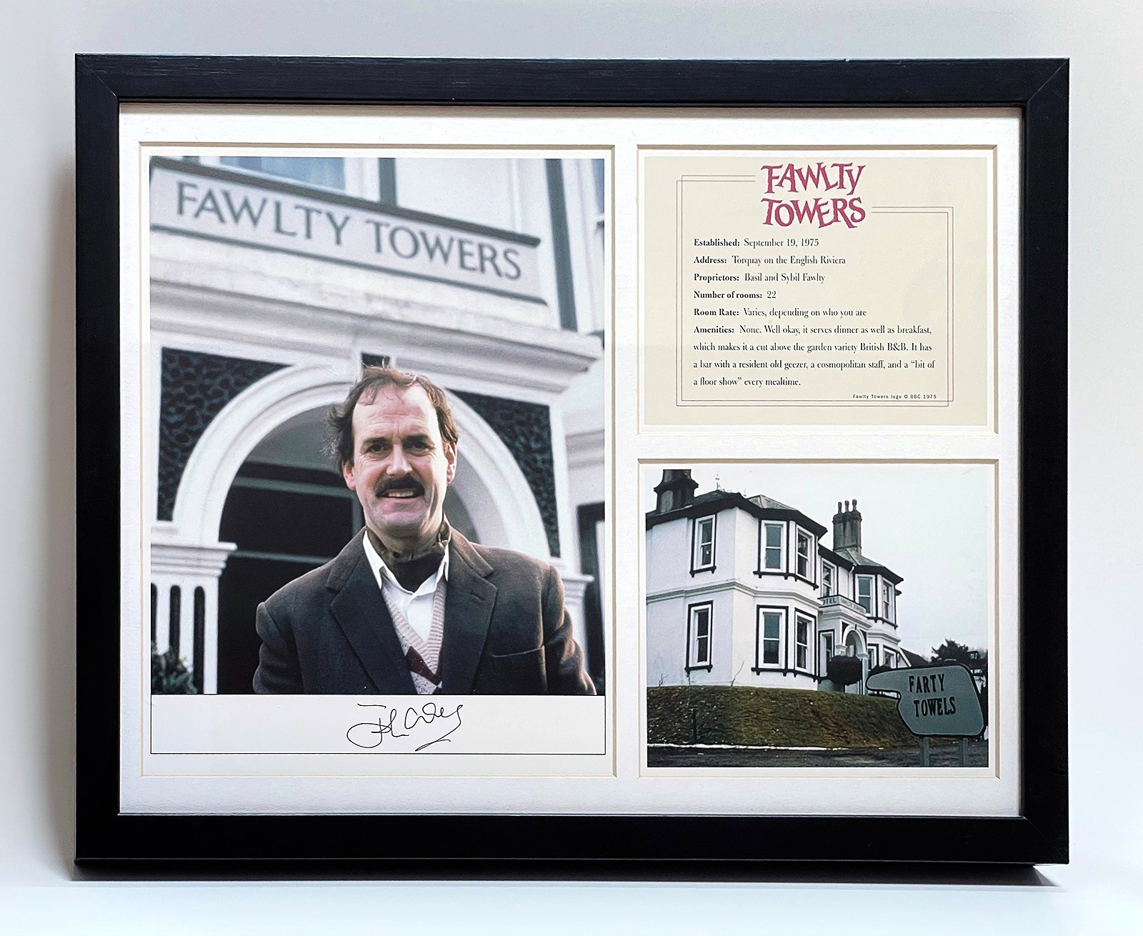 Fawlty Towers Signed Autograph Framed Print John Cleese 17 1/4″ x 13 1/4″ + 8×10