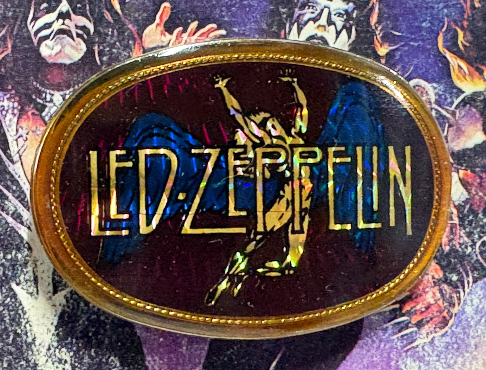 LED ZEPPELIN VINTAGE 1977 PACIFICA COLLECTIBLE PRISM BELT BUCKLE -NICE!!