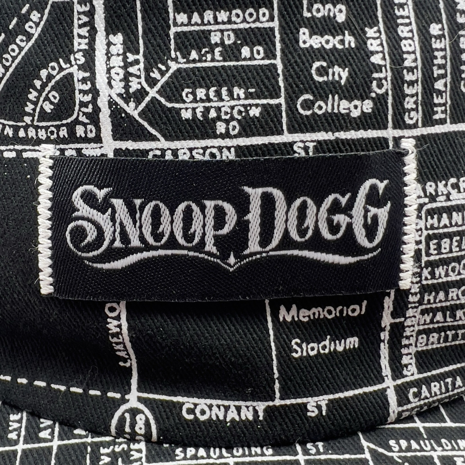 Long Beach Snoop Dogg Hat STASH POCKET Black Map 5 Panel Cap Adjustable Leather