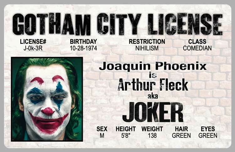 Joker Joaquin Phoenix Movie Novelty Drivers License ID Card Arthur Fleck Batman