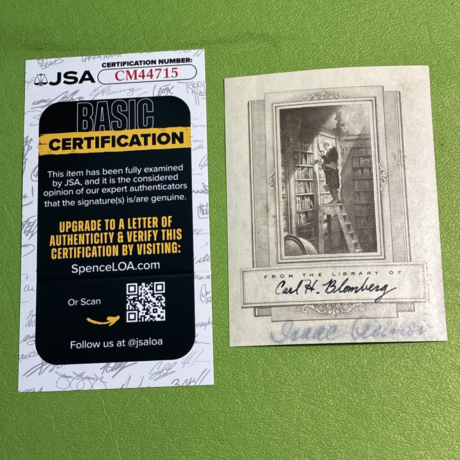 Isaac Asimov Foundation I Robot Author Bookplate Signed Autograph JSA COA 7B7