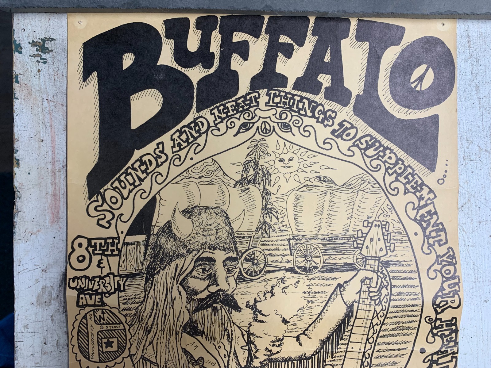 Vintage 1971 Counterculture/College HeadShop Poster- Buffalo Beano, Lubbock, TX