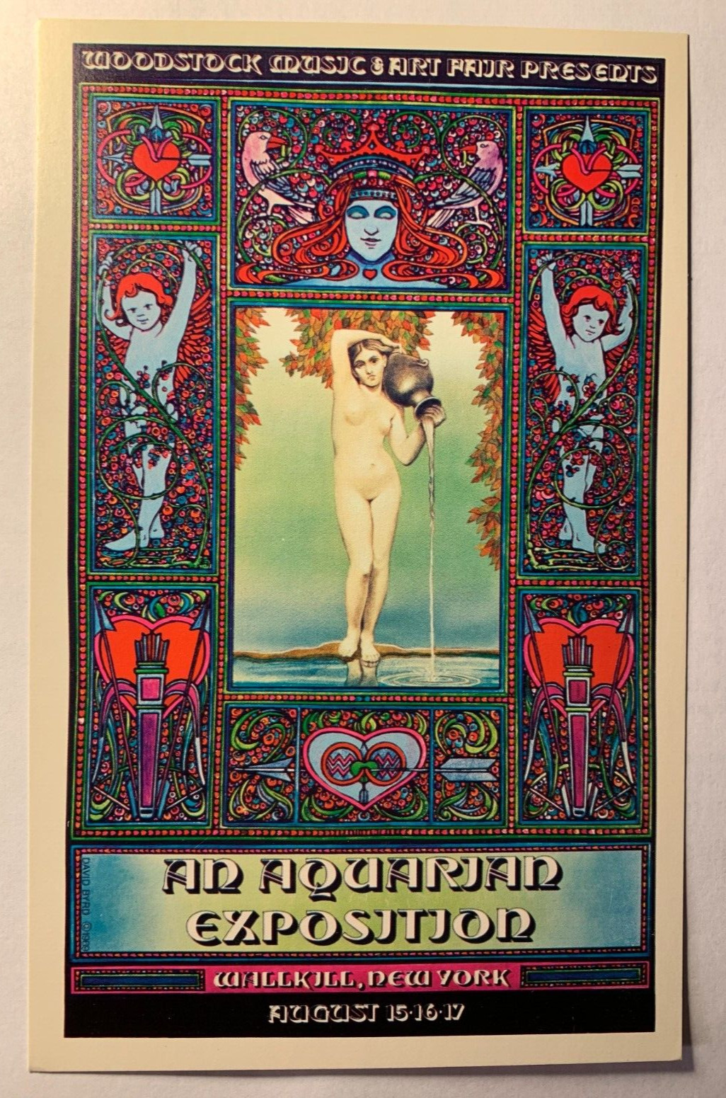 WOODSTOCK WALLKILL 1969 JANIS GRATEFUL DEAD HENDRIX POSTCARD AOR-3.2 -RARE! B-17