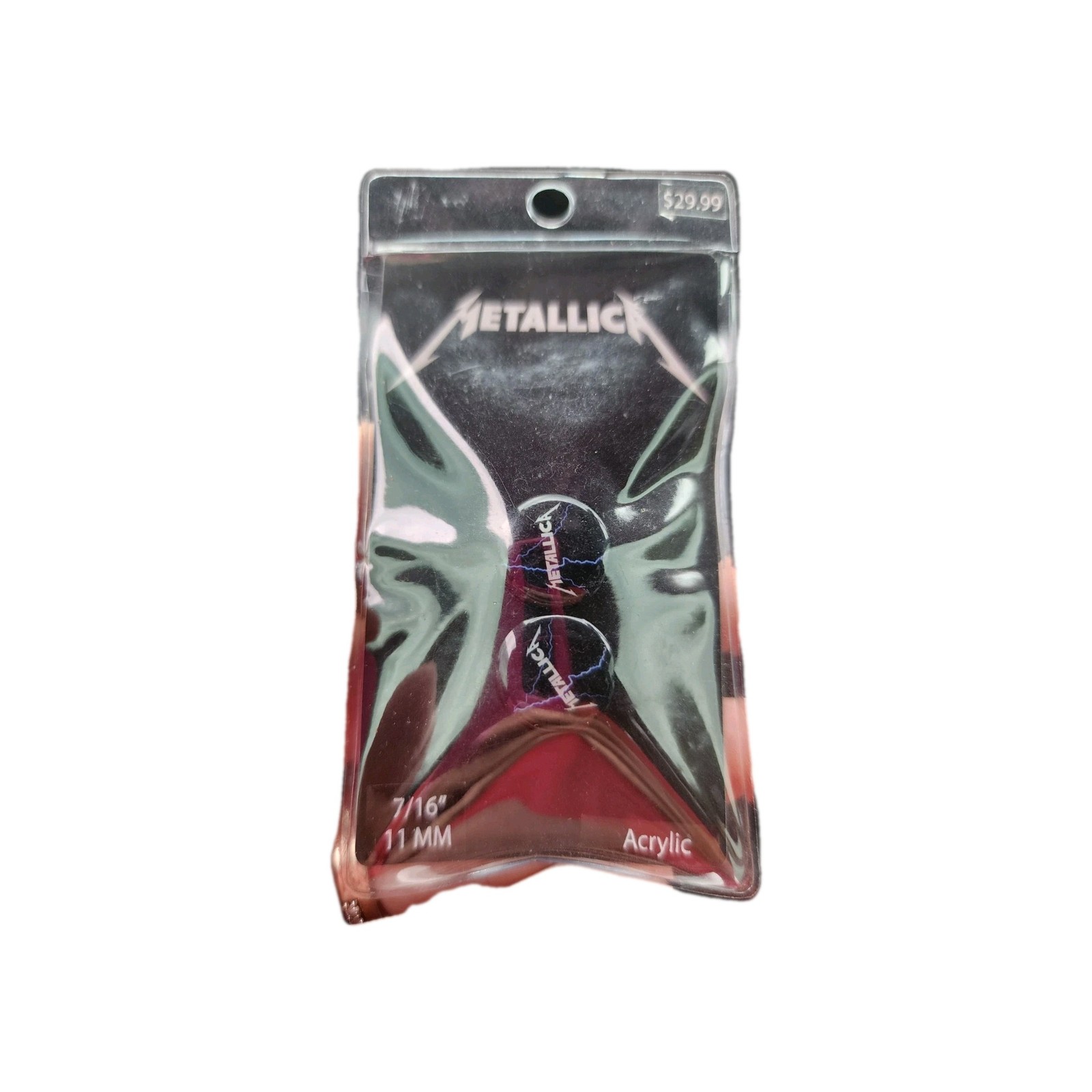 NWT METALLICA LIGHTNING LOGO ACRYLIC EAR PLUG GAUGES 11mm