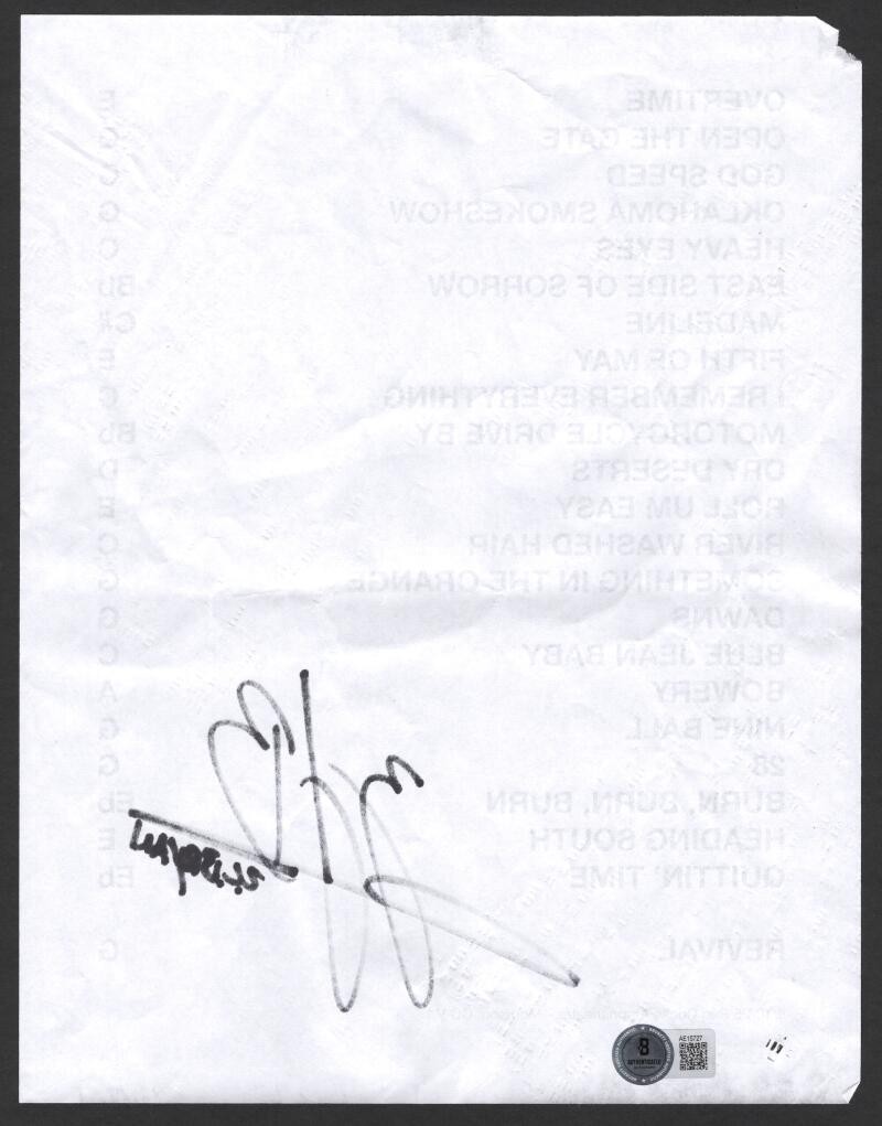 Zach Bryan Signed Autograph Original August 2025 Red Rocks Set List Beckett COA