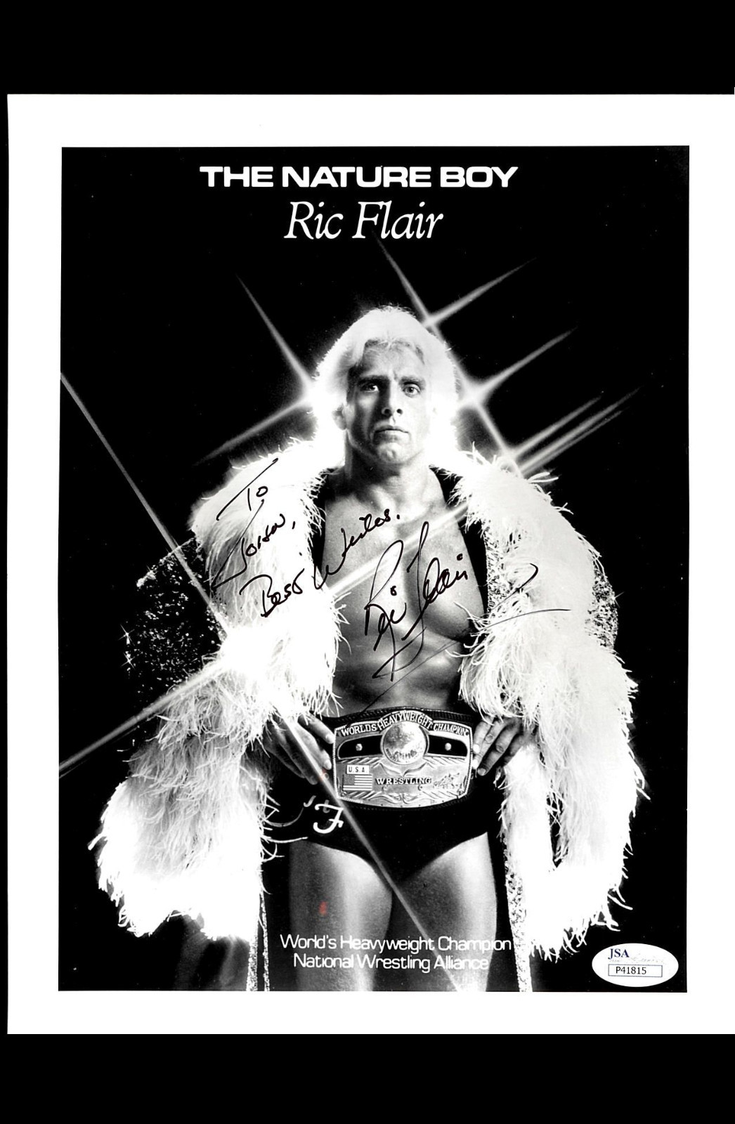 RIC FLAIR SIGNED JSA 8X10 31 TITLES GREATEST WRESLTER OF ALL TIME! #P41815