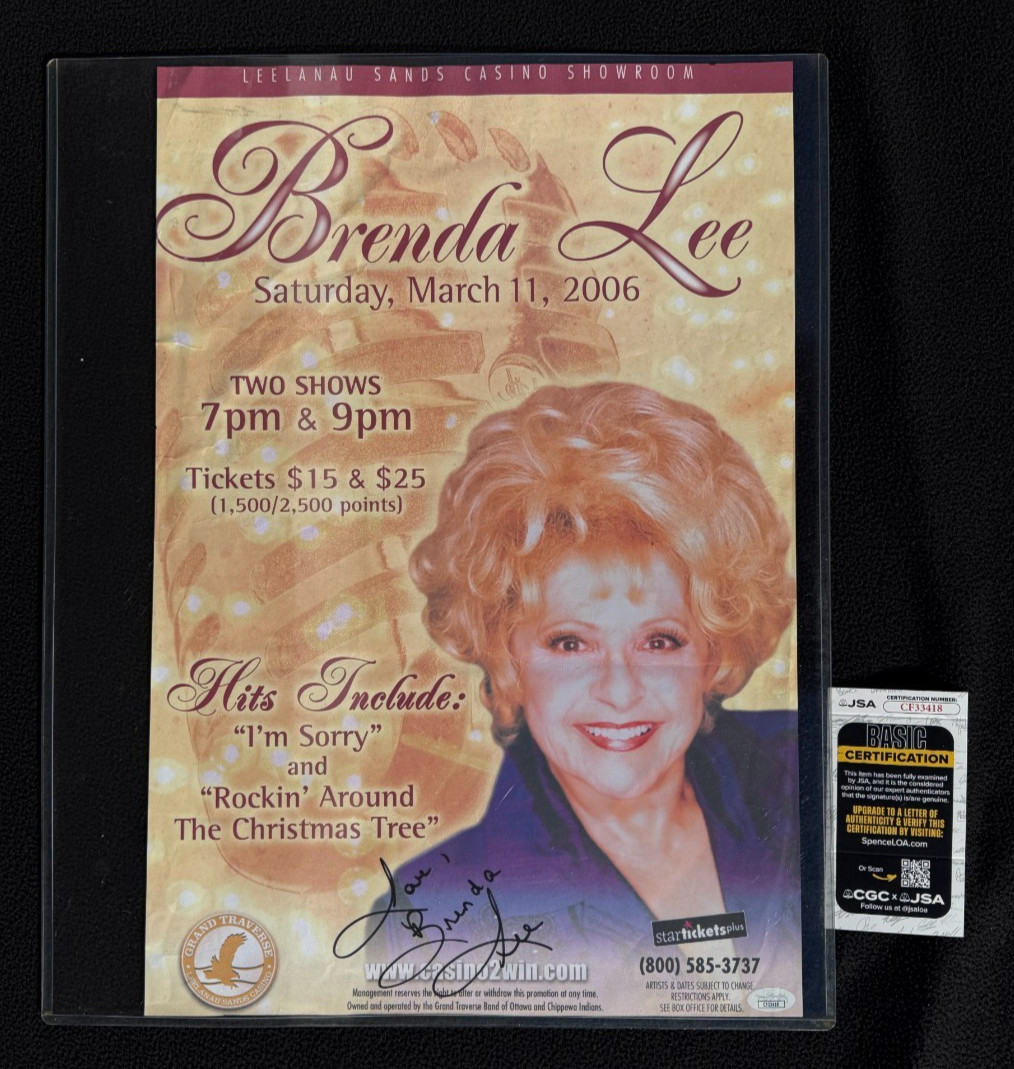 Brenda Lee Signed 13.5×20 2006 Live Concert Poster Print JSA COA