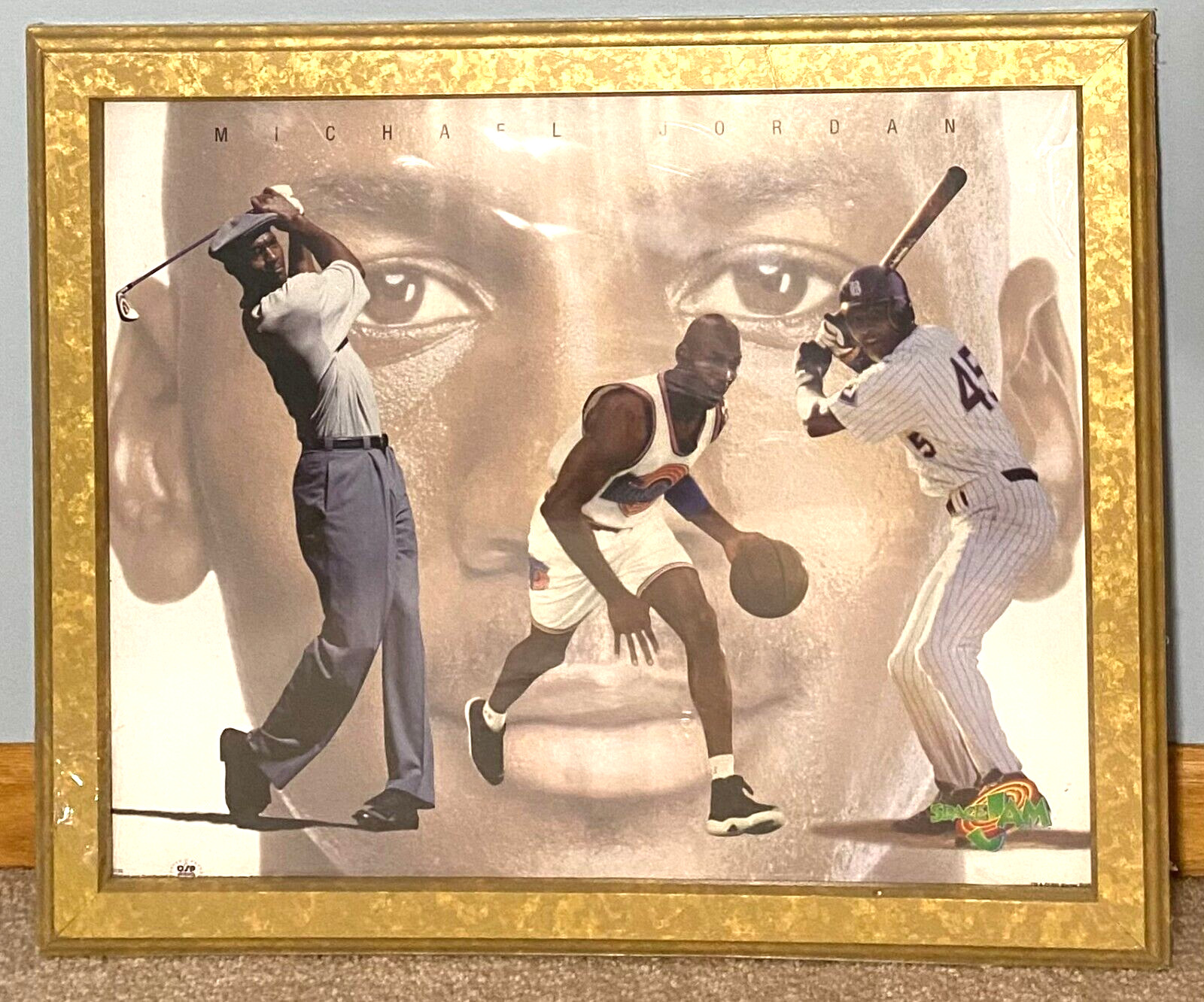 Vintage Space Jam 1996 Michael Jordan Golf Baseball Basketball Poster 22×18 NEW
