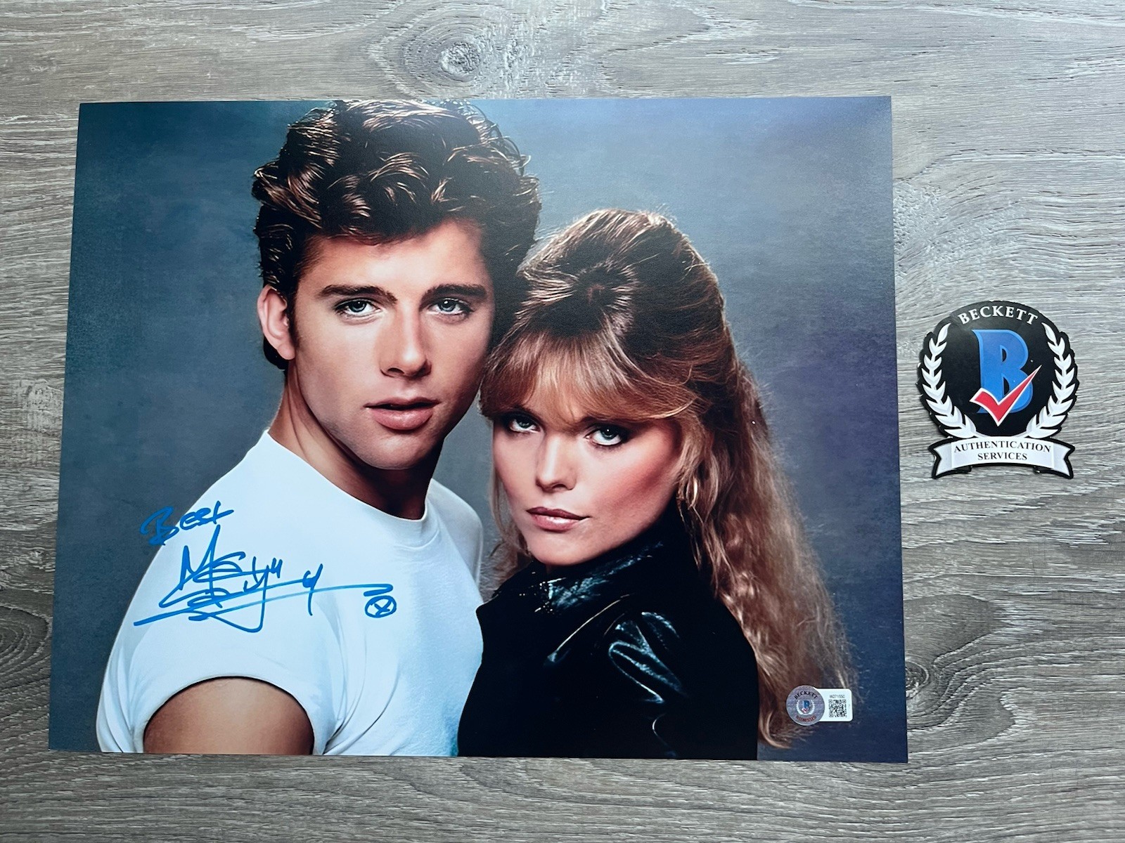 Maxwell Caulfield Signed Michael Carrington 11×14 Photo Beckett COA Grease 2