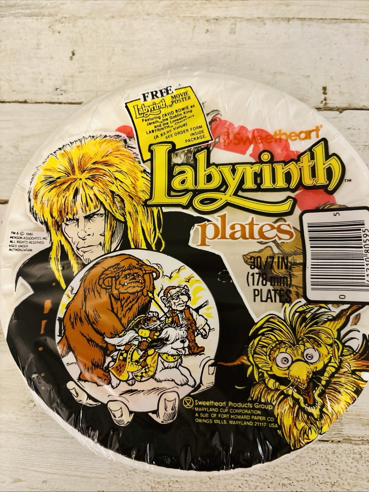 VTG 1986 LABYRINTH PAPER PLATES NEW FACTORY SEALED HENSON/DAVID BOWIE MOVIE