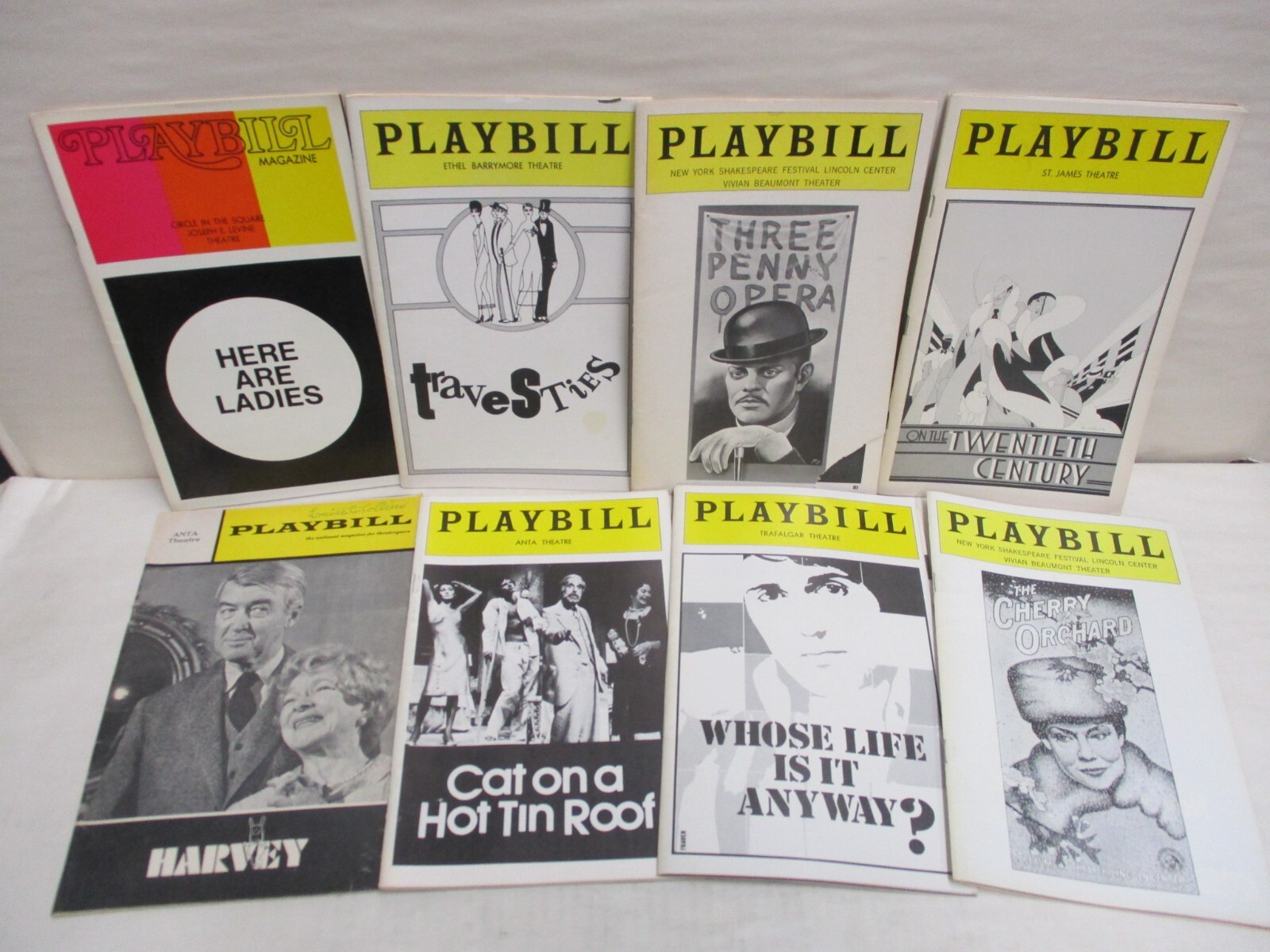 8 Theater Playbills Here are Ladies Travesties Tim Curry Cat on a Hot Tin Roof