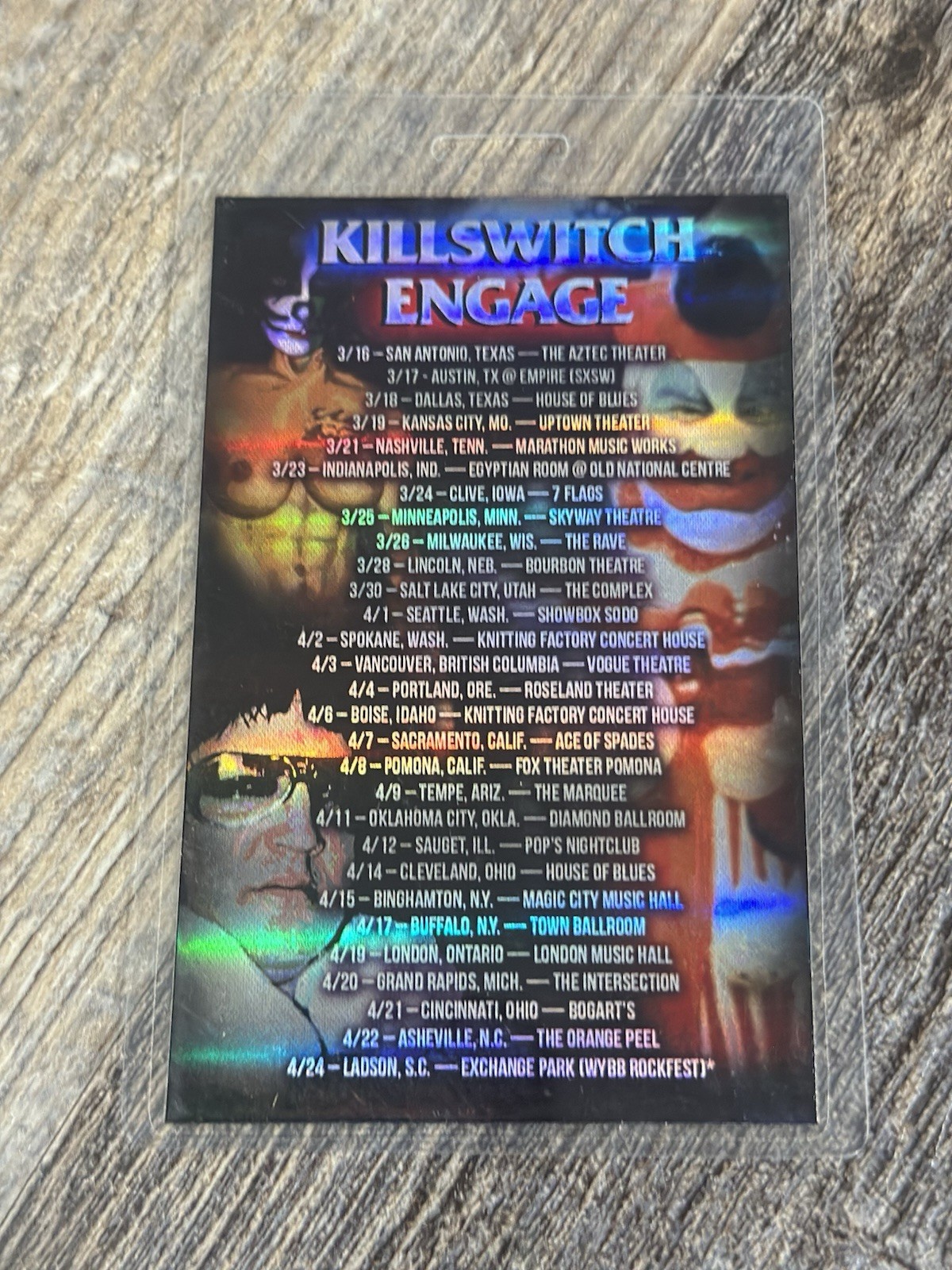 KILLSWITCH ENGAGE & MEMPHIS MAY FIRE- 2016 USA TOUR All Access Pass Laminate