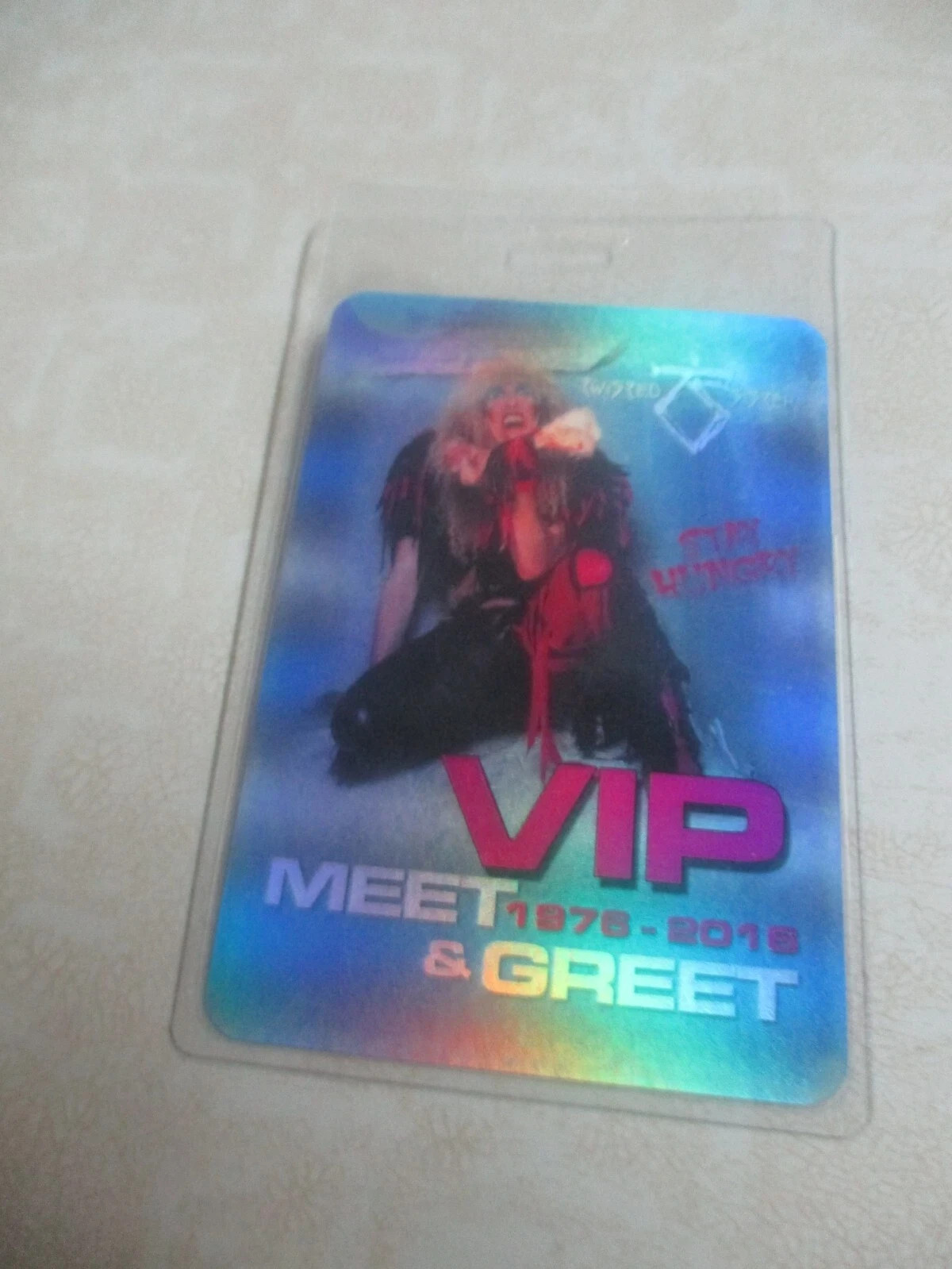 TWISTED SISTER AUTHENTIC LAMINATED PASS VIP MEET & GREET STAY HUNGRY 1976-2016