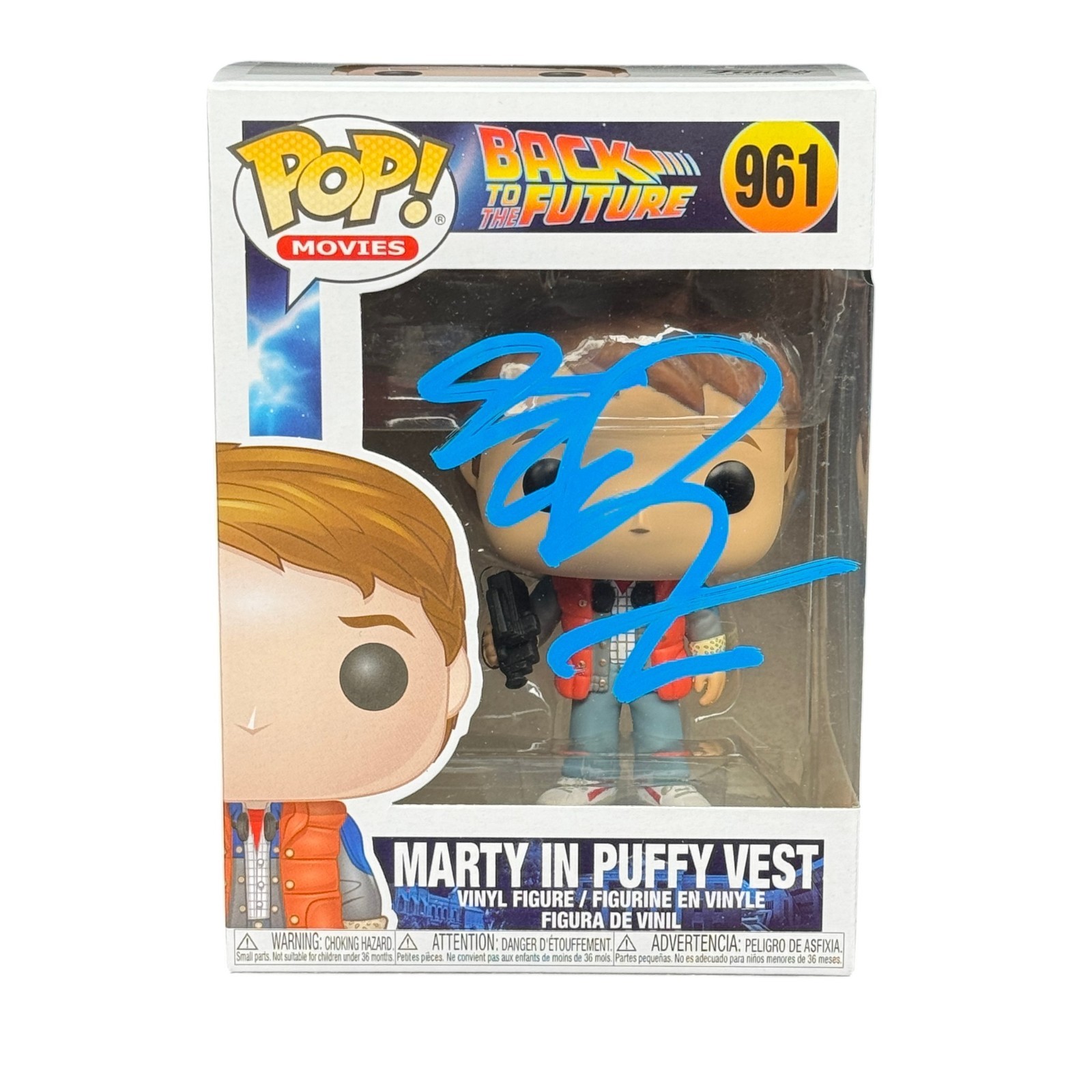 Michael J Fox Signed Marty In Puffy Vest Funko Pop 961 BTTF Beckett Autograph
