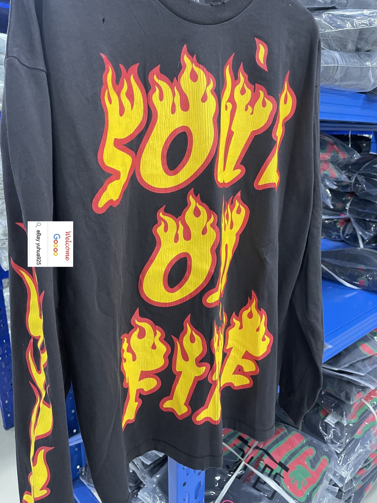 VINTAGE SAINT LS TEE FIRE FLAME T SHIRT HIGH STREET HIP HOP LONG SLEEVES TOP TEE