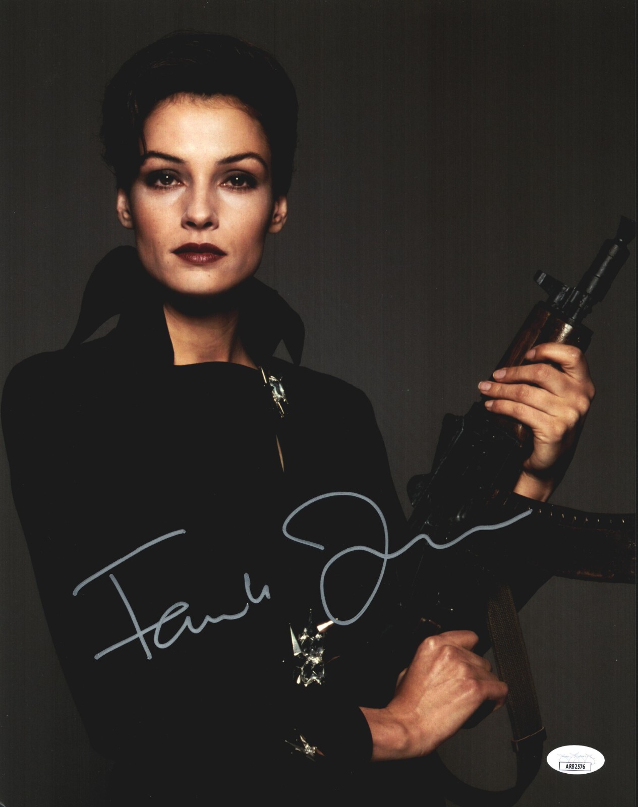 FAMKE JANSSEN Signed GOLDENEYE 007 11×14 Photo XENIA ONATOPP Autograph JSA COA