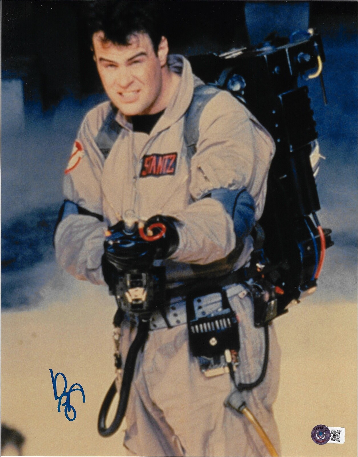 Dan Aykroyd Signed Photo 11×14 Ghostbusters Blue Photo BAS Beckett Witnessed