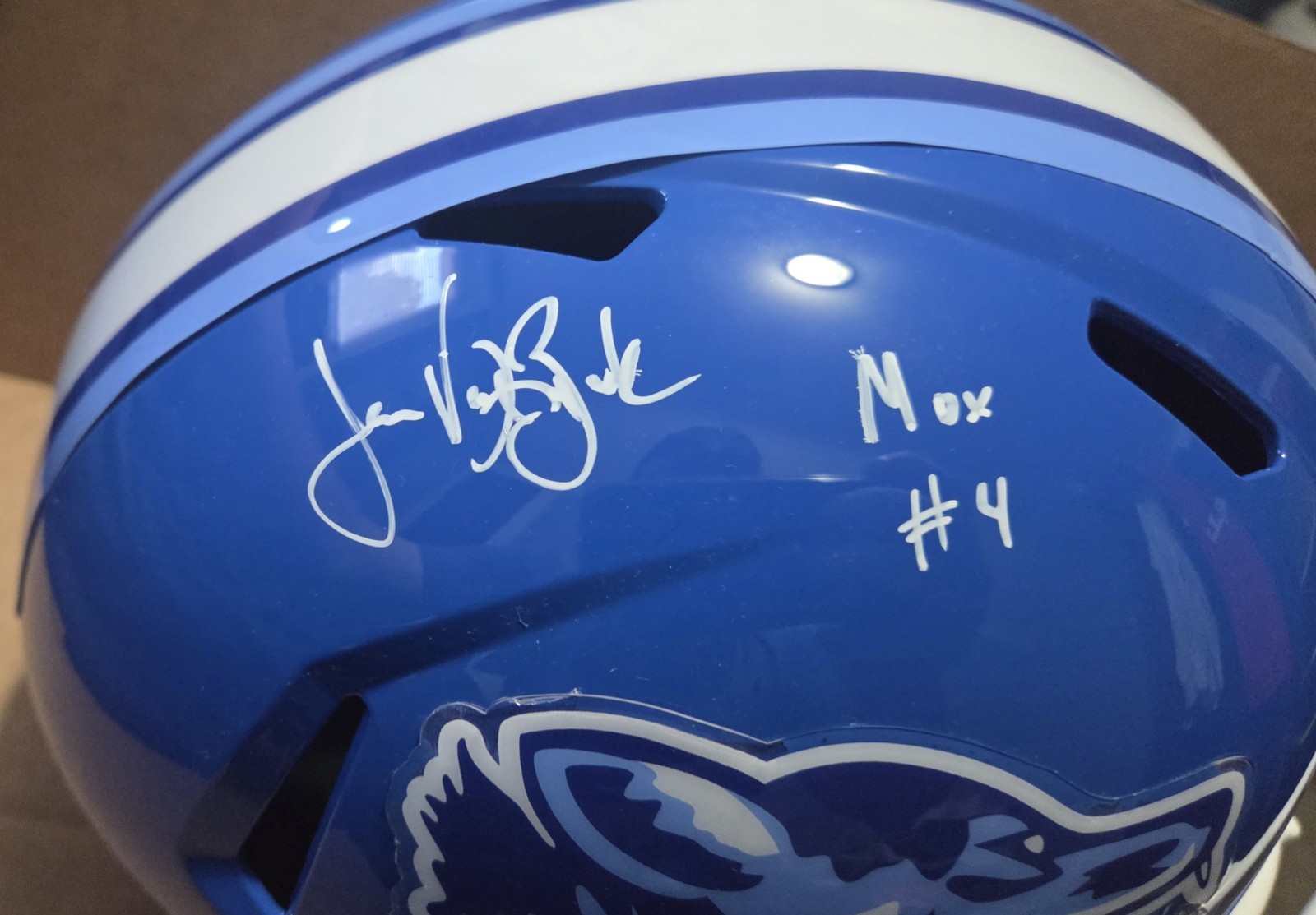 James Vanderbeek Varsity Blues Mox West Canaan Autographed Full Size Helmet JSA