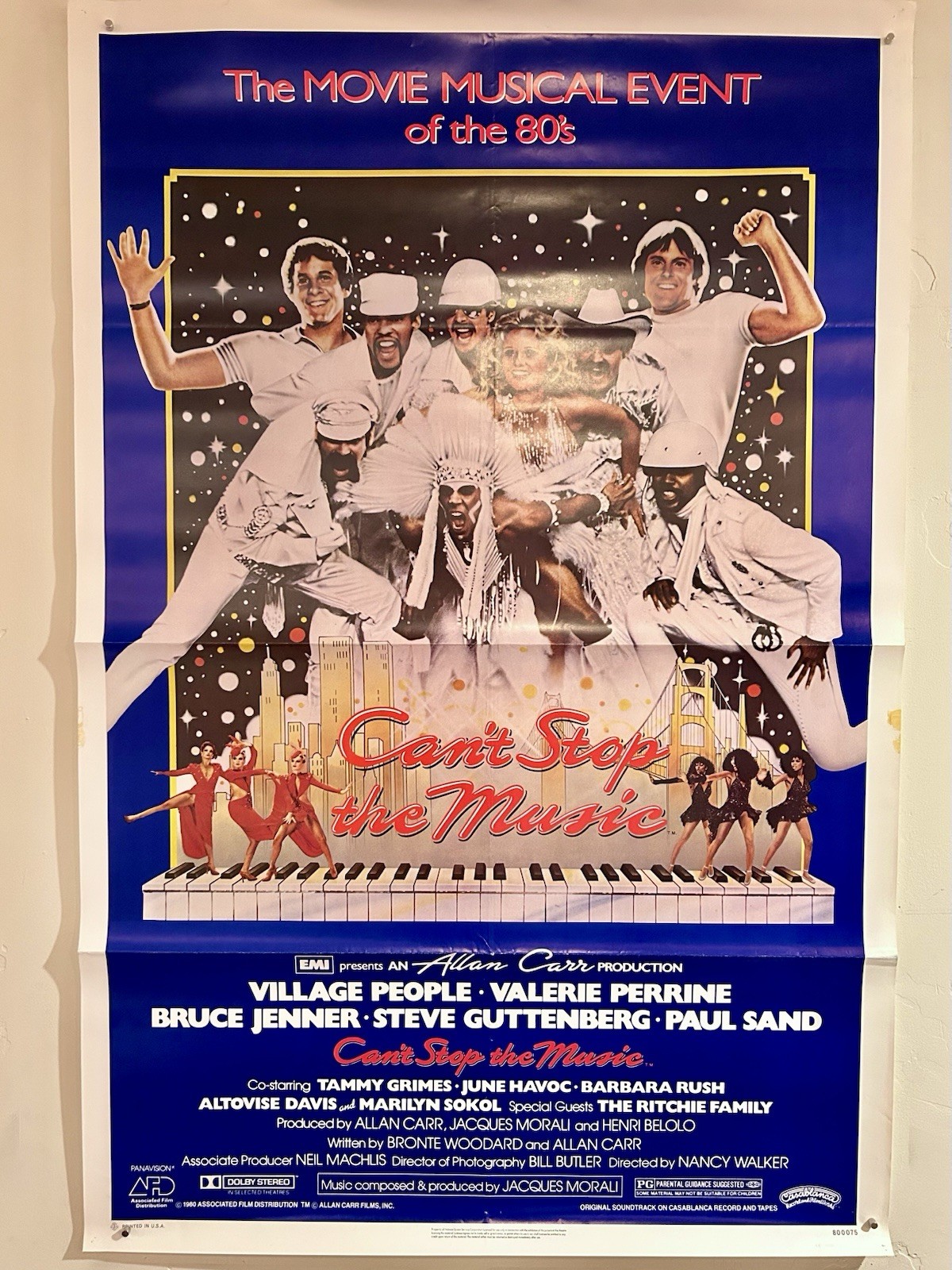 CAN’T STOP THE MUSIC 1980 Village People Original SS Movie Poster 27” x 41” NM
