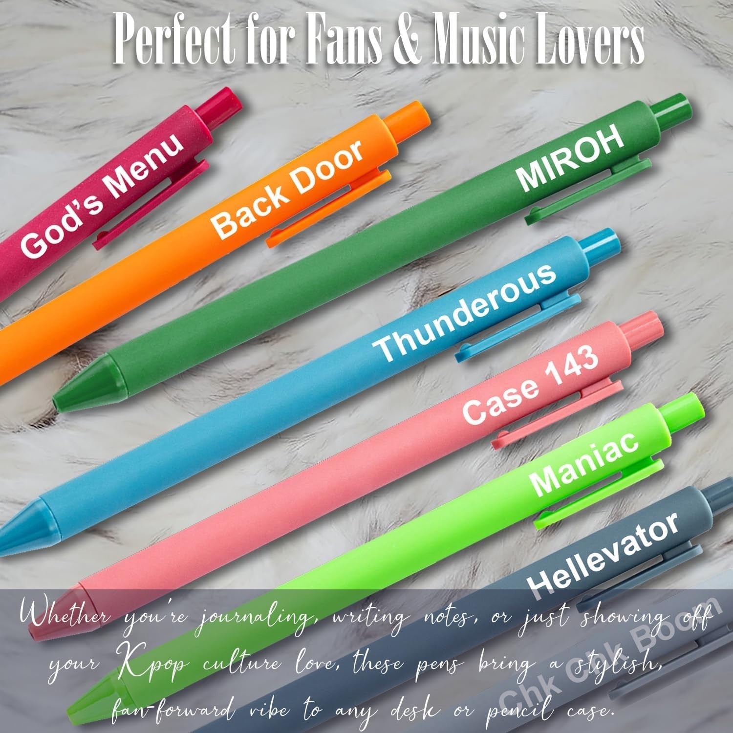 Kpop Stray Kids Gel Pen Set, 8-Pack, Vibrant Colors, Collector’s Gift