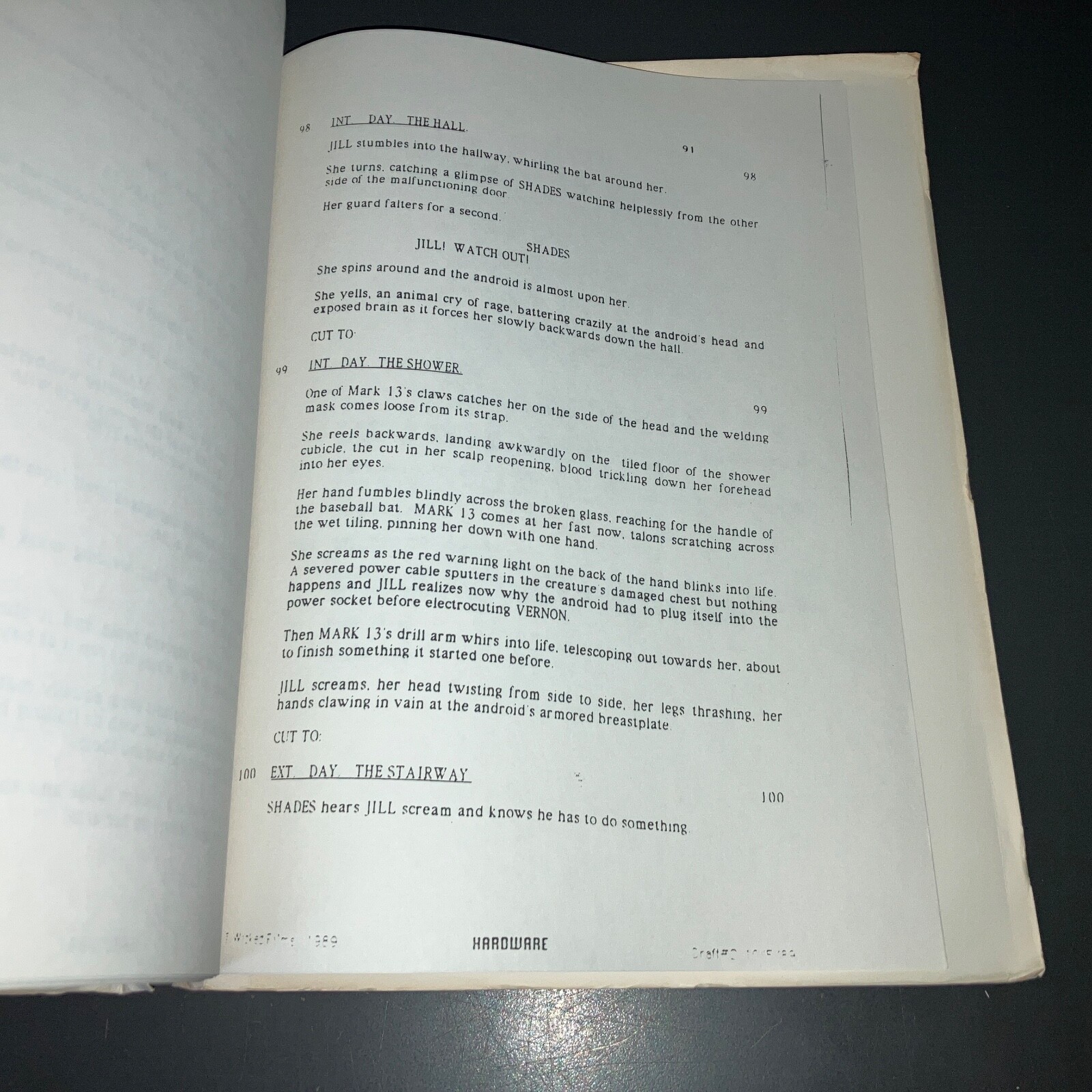HARDWARE (1989) Richard Stanley Cult Sci-Fi Agency Draft Script COA