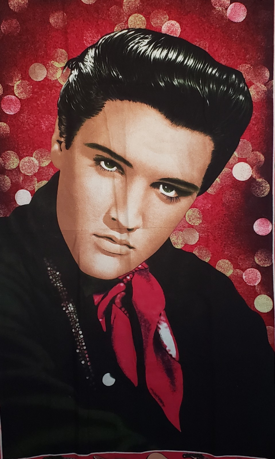 ELVIS PRESLEY LARGE 35” BY 51” BEAUTIFUL SCREENPRINT ON HEAVY COTTON BROADCLOTH