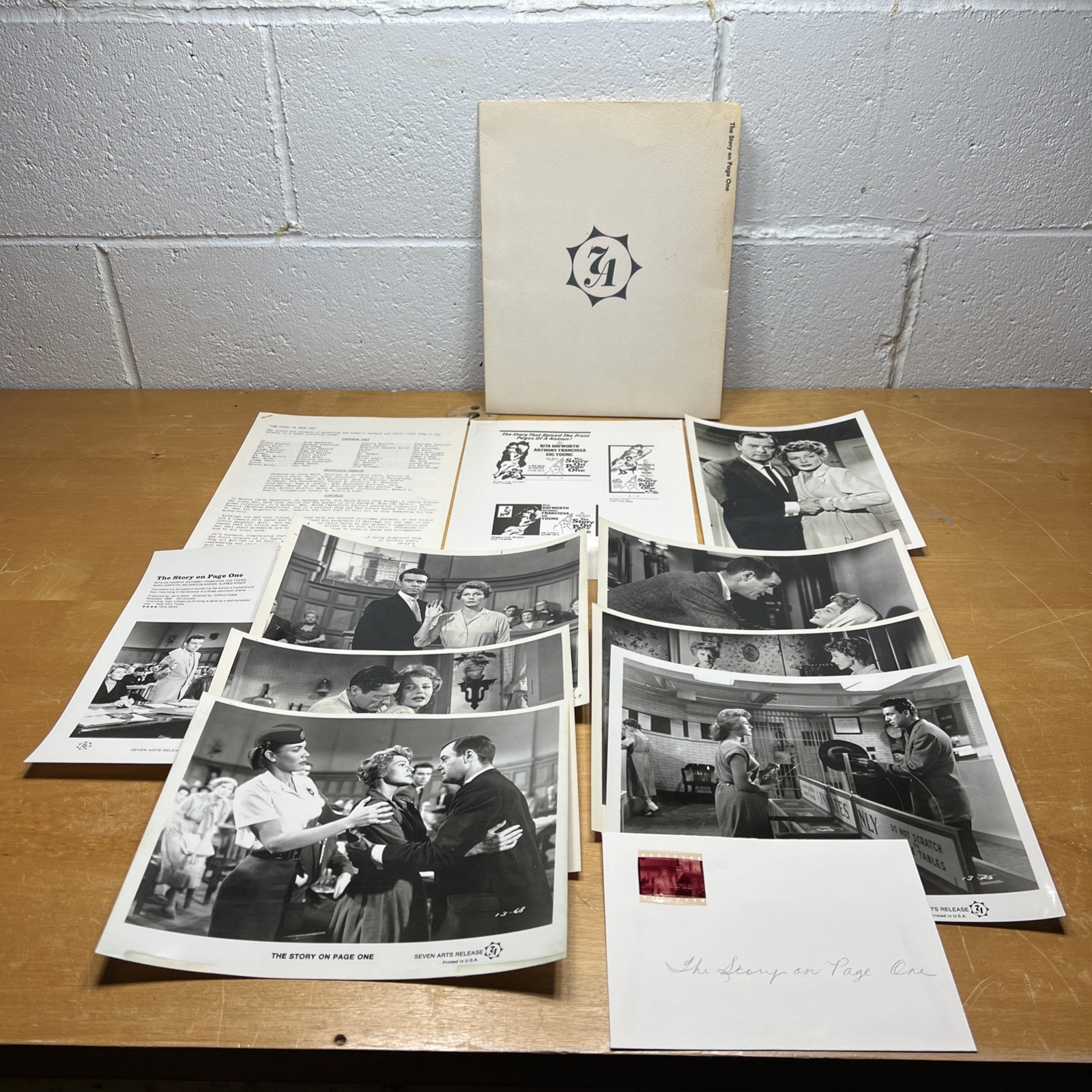 1960 The Story on Page One Press Kit 7 Photos Film Strip Seven Arts Hayworth