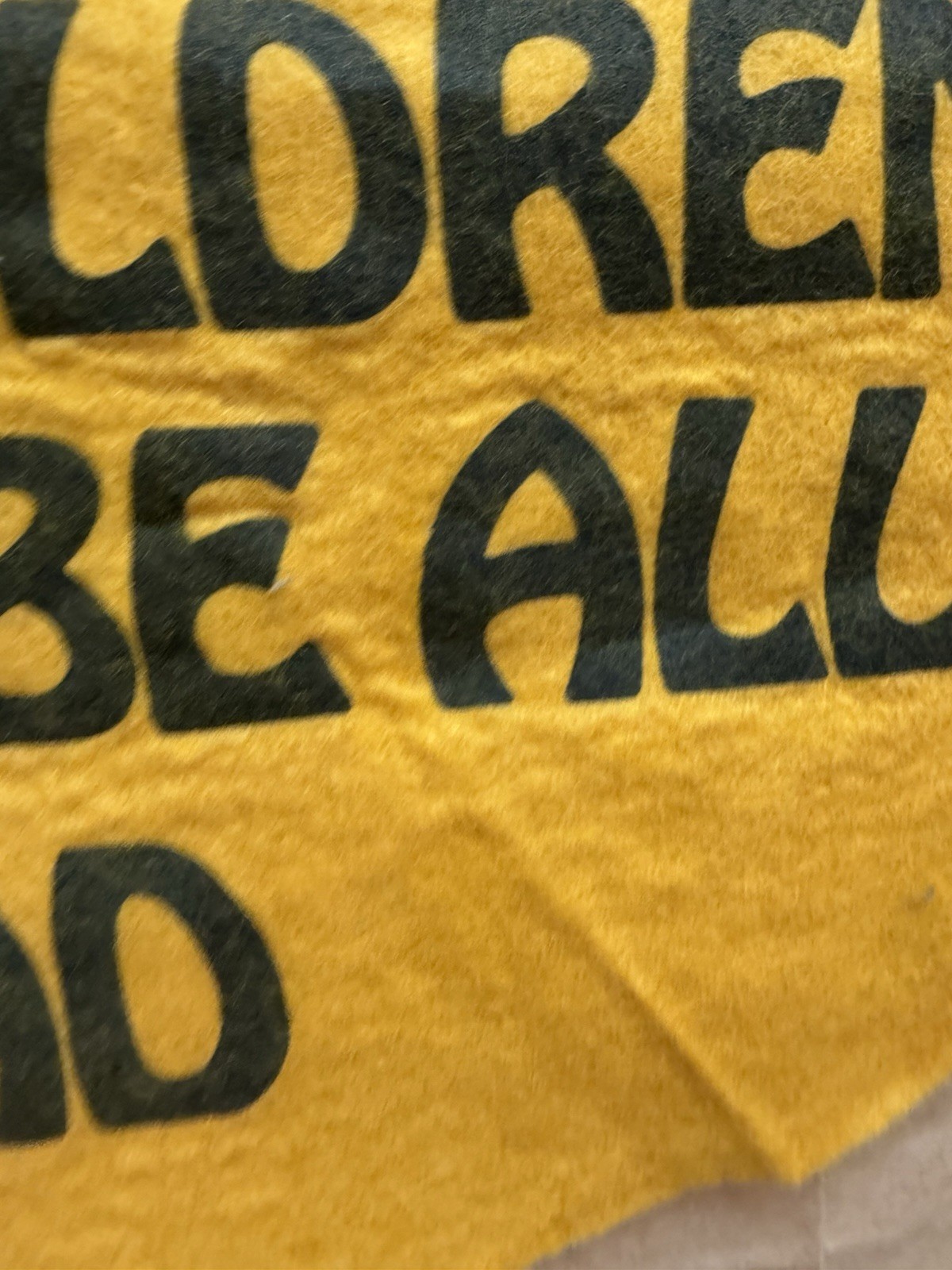 Vintage 1960s/70s W.C. Fields yellow felt graphic quote wall banner humor