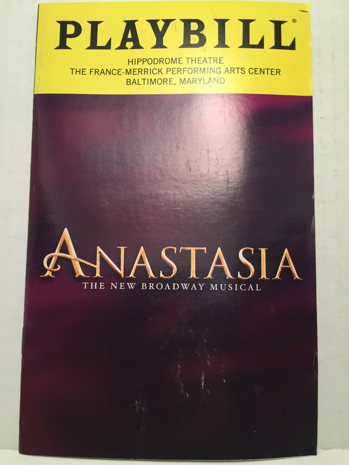 ANASTASIA PLAYBILL BOOK BALTIMORE,MD DECEMBER 2018 LILA COOGAN