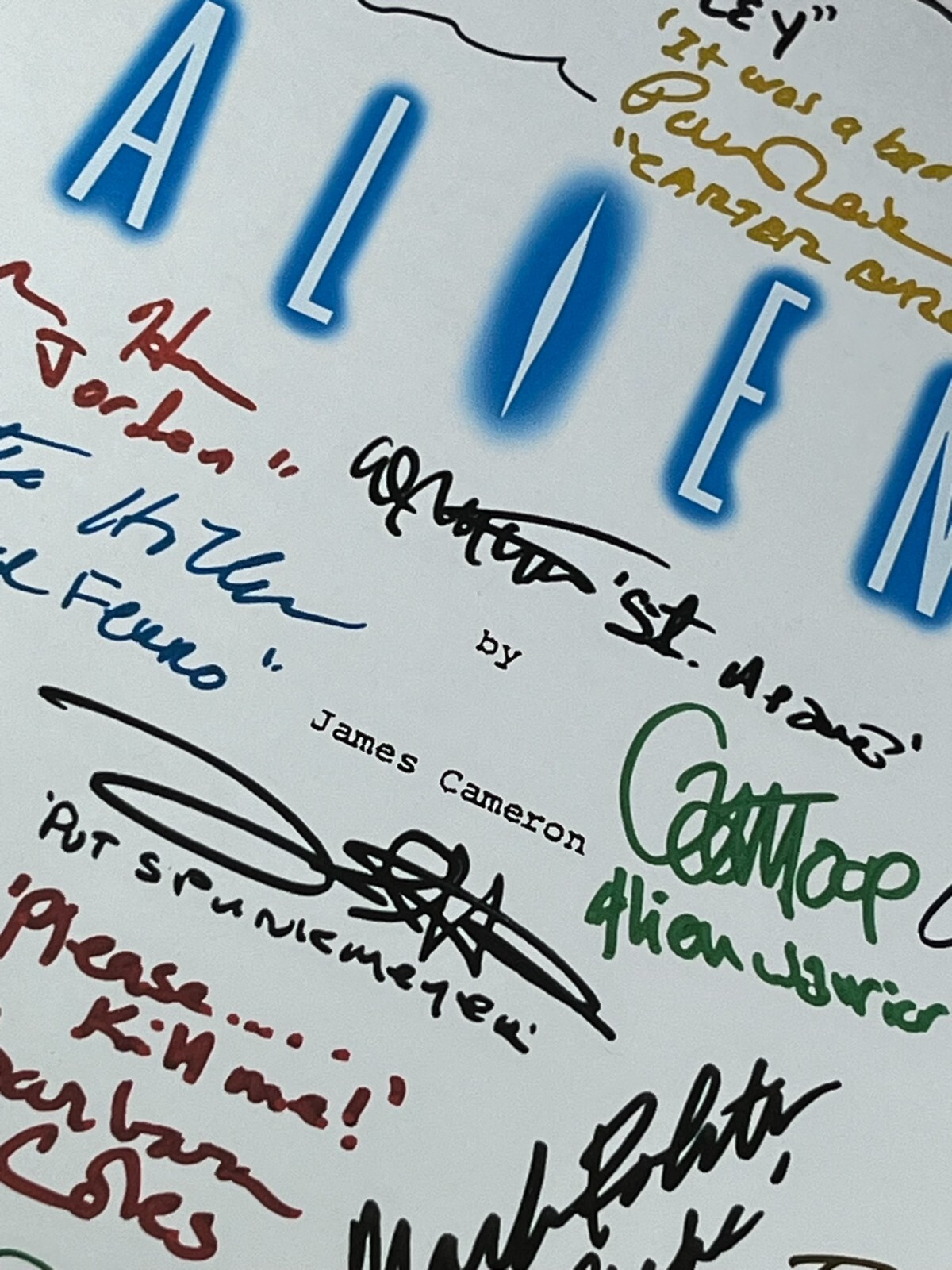 Aliens Script Signed- Autograph Reprints- Sigourney Weaver- Ripley- Alien 2