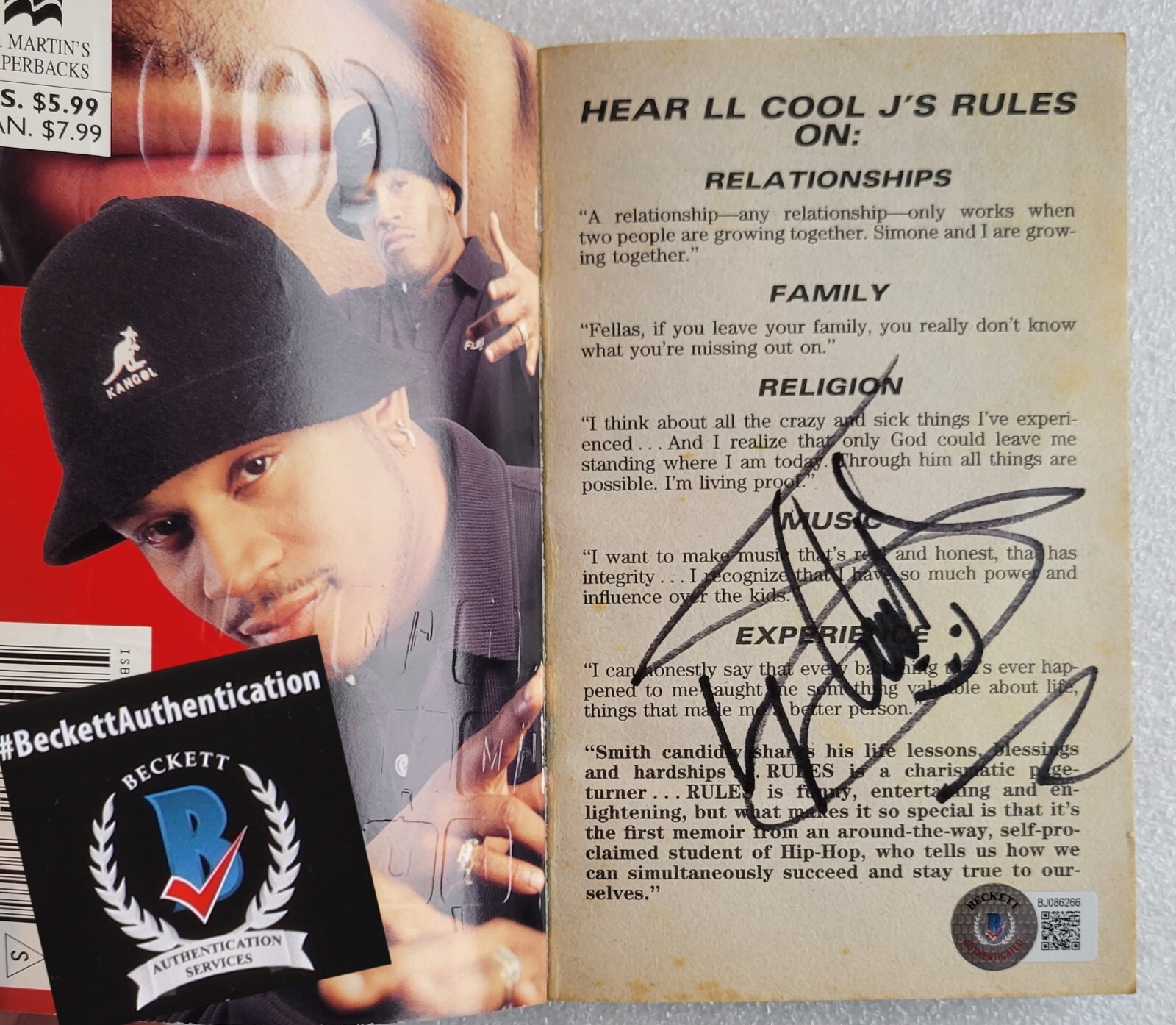 LL COOL J SIGNED BOOK BECKETT BAS COA CERTIFIED AUTOGRAPHED MUSIC RAPPER RAP