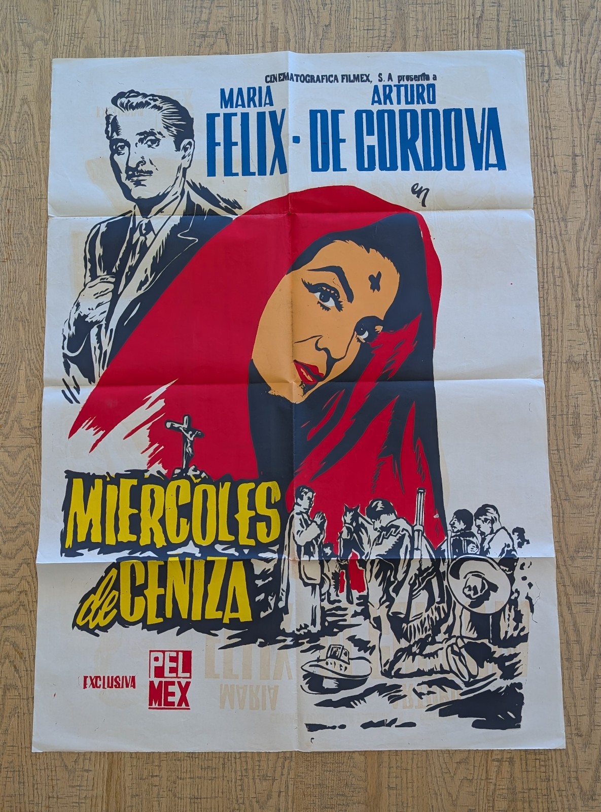 Original 1958 MARIA FELIX Mexican Movie Poster MIERCOLES DE CENIZA Pel-Mex 27×39