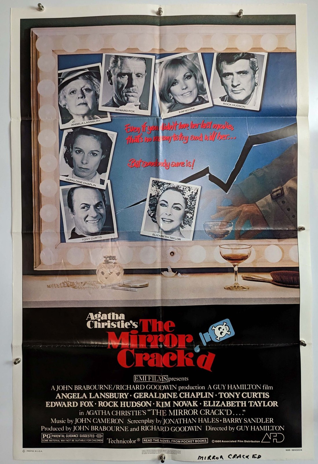 Agatha Christie’s The Mirror Crack’d Movie Poster Elizabeth Taylor Rock Hudson
