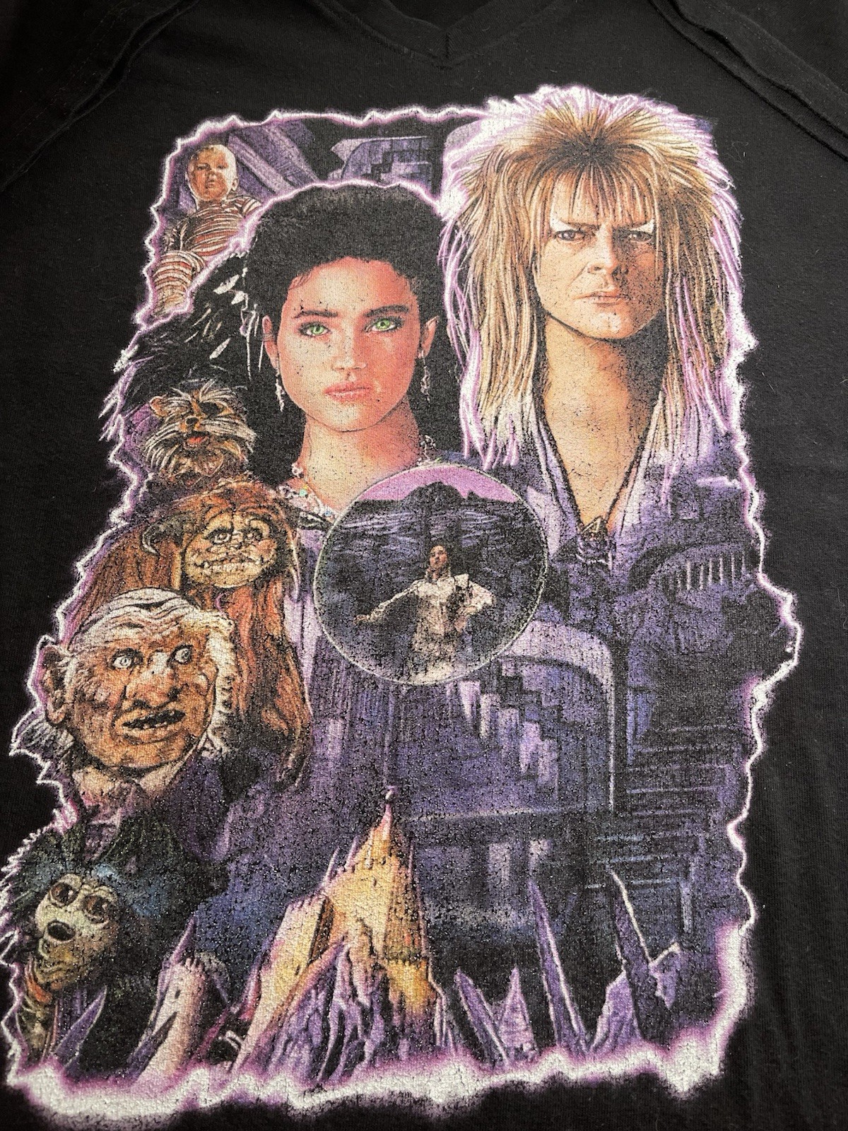 Women’s 3X 3XL David Bowie Labyrinth T-Shirt Black V Neck 2020 Goblin King