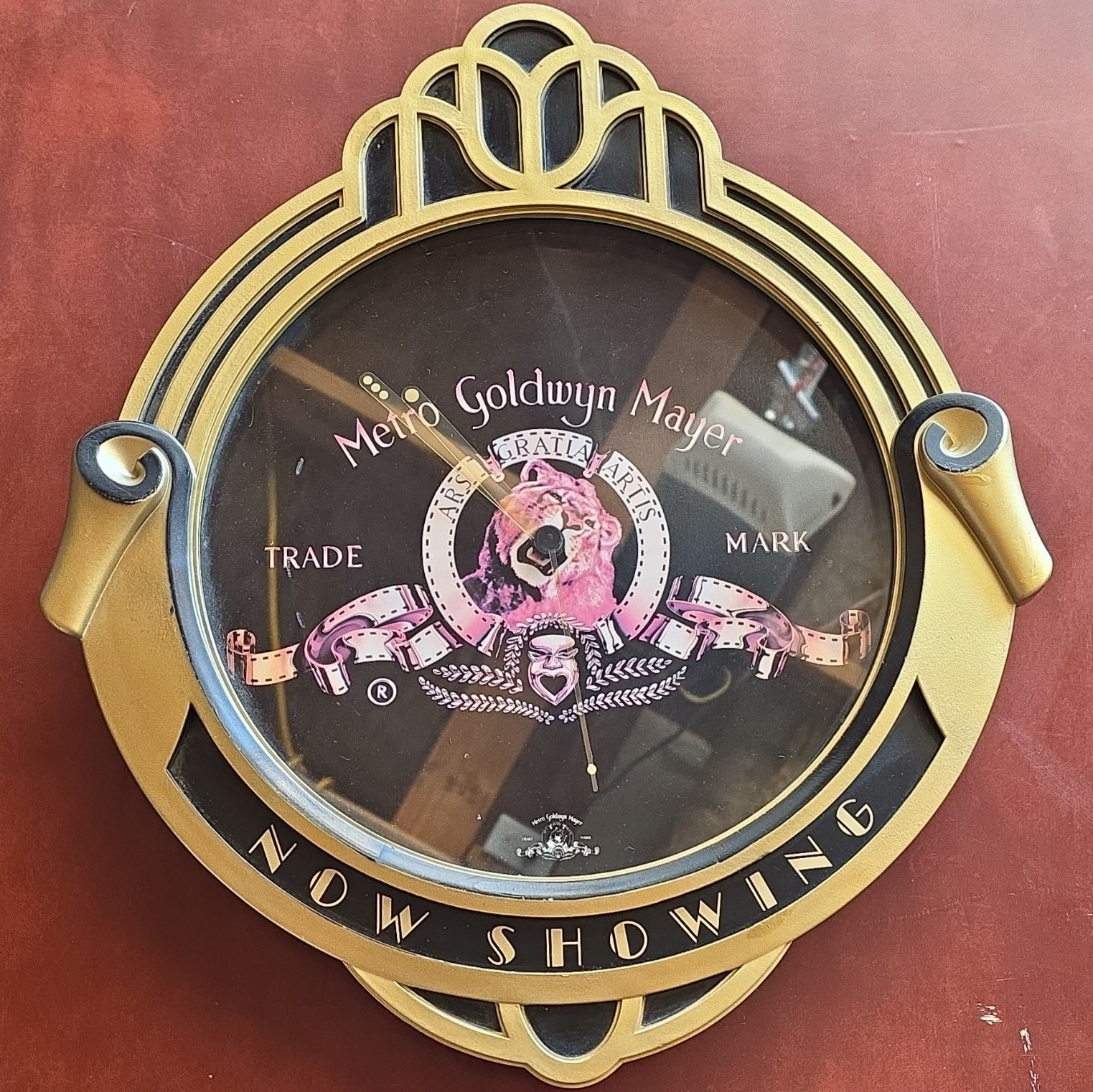 Metro Goldwyn Mayer MGM Lion Head Logo “Now Showing” Quartz Wall Clock