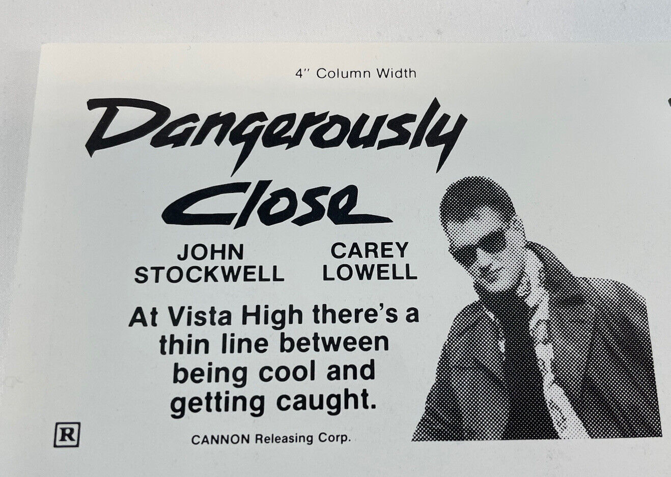 DANGEROUSLY CLOSE Movie Mini Ad Sheet Vintage Promo Advertising Poster Clip Art