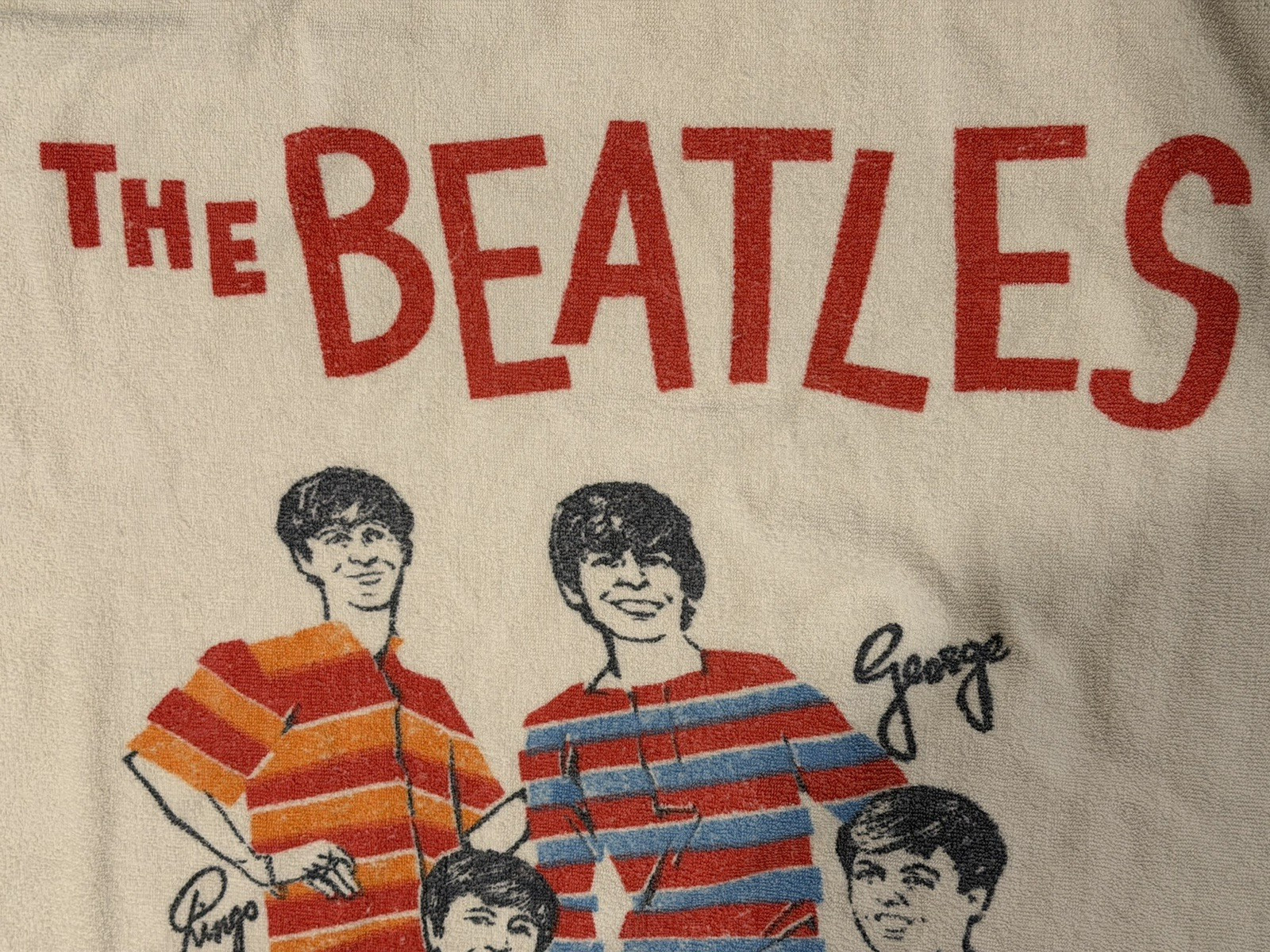 1964 Beatles Beach Towel Vintage Cannon NEMS Yeah Yeah Yeah Tagged Fab Rare